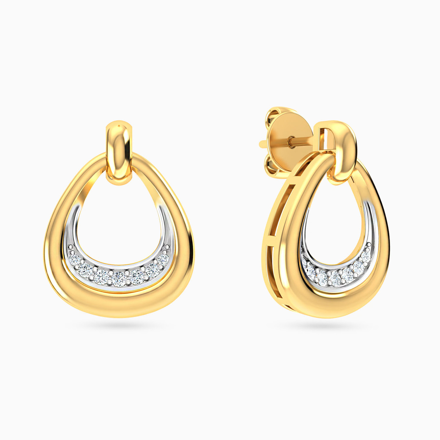 Pear Diamond Drop Earrings in 18K Gold - 2 Pear Diamond Drop Earrings in 18K Gold - 2