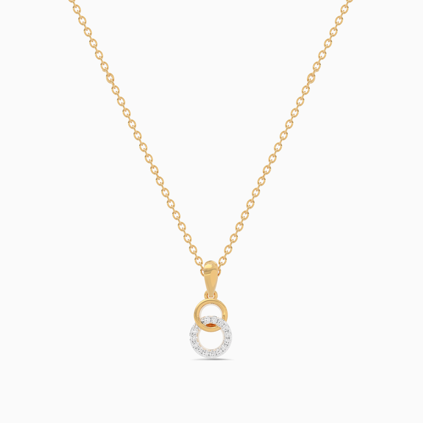 Circles Diamond Necklace in 18K Gold - 2 Circles Diamond Necklace in 18K Gold - 2