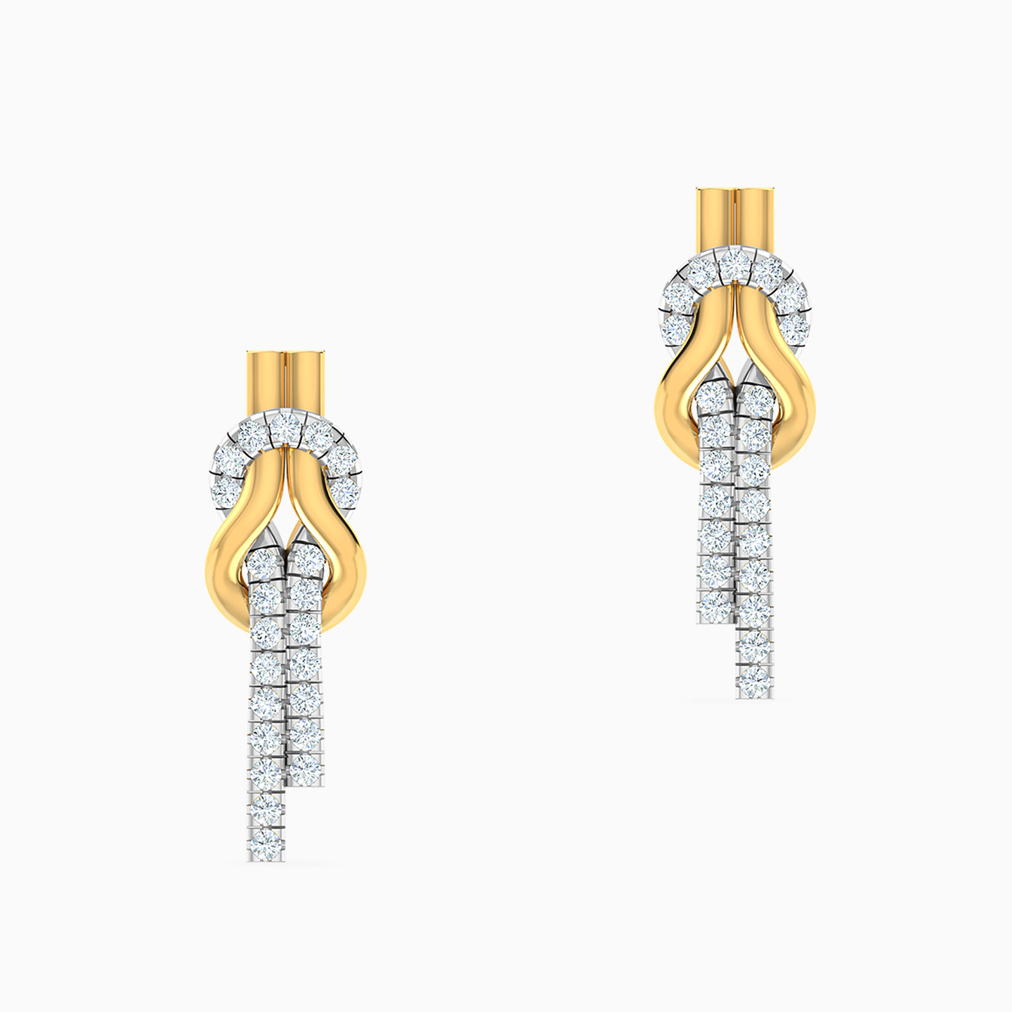 Knot Diamond Drop Earrings in 18K Gold - 4 Knot Diamond Drop Earrings in 18K Gold - 4