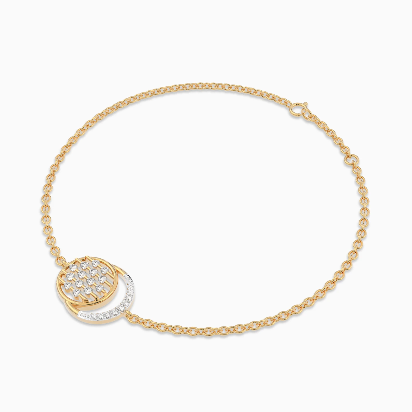 Circle Diamond Chain Bracelet in 18K Gold - 2 Circle Diamond Chain Bracelet in 18K Gold - 2