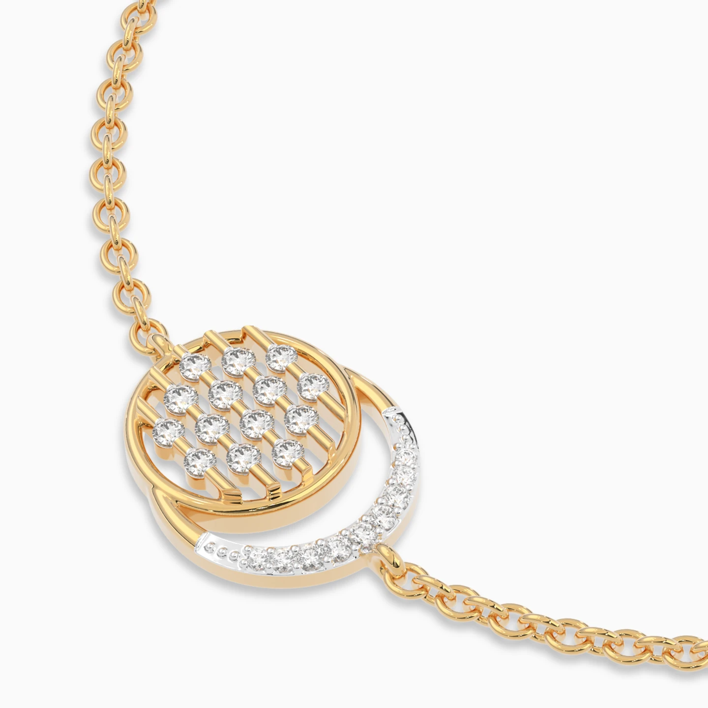 Circle Diamond Chain Bracelet in 18K Gold - 3 Circle Diamond Chain Bracelet in 18K Gold - 3