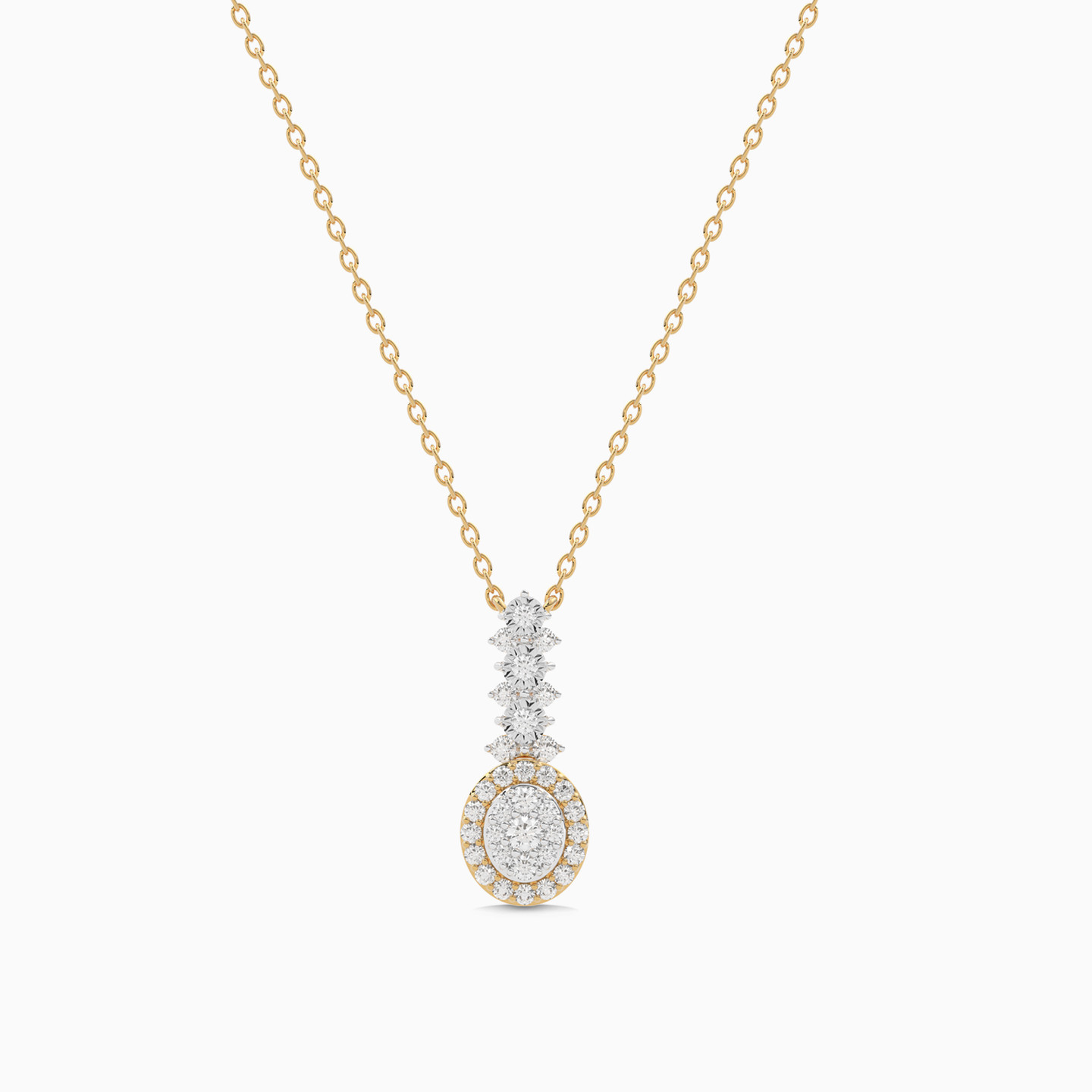 Oval Diamond Necklace in 18K Gold - 2 Oval Diamond Necklace in 18K Gold - 2