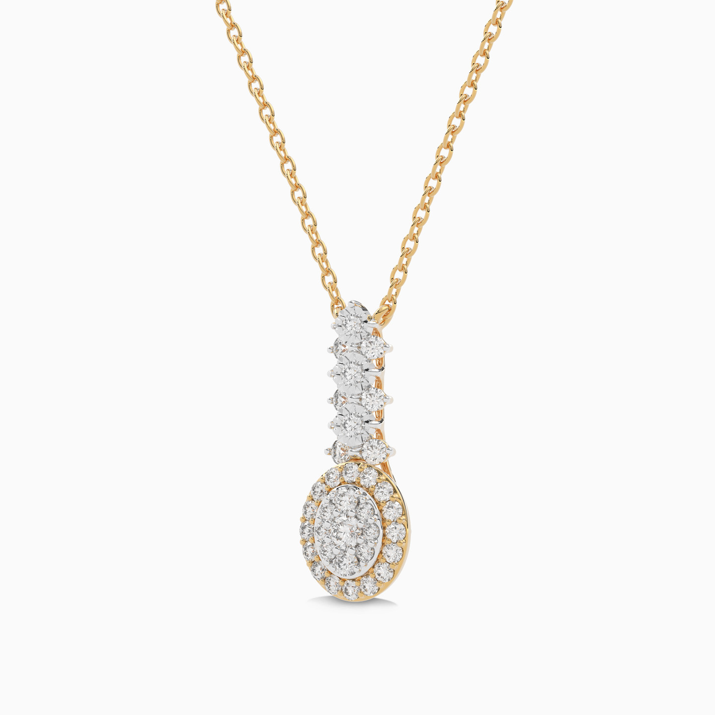 Oval Diamond Necklace in 18K Gold - 3 Oval Diamond Necklace in 18K Gold - 3