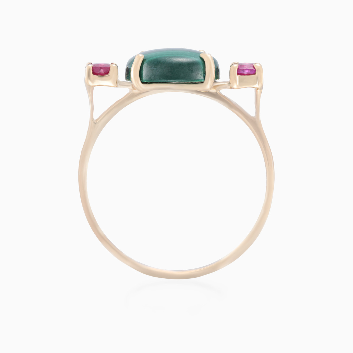 Circle Green Stone Ring in 18K Gold - 4 Circle Green Stone Ring in 18K Gold - 4