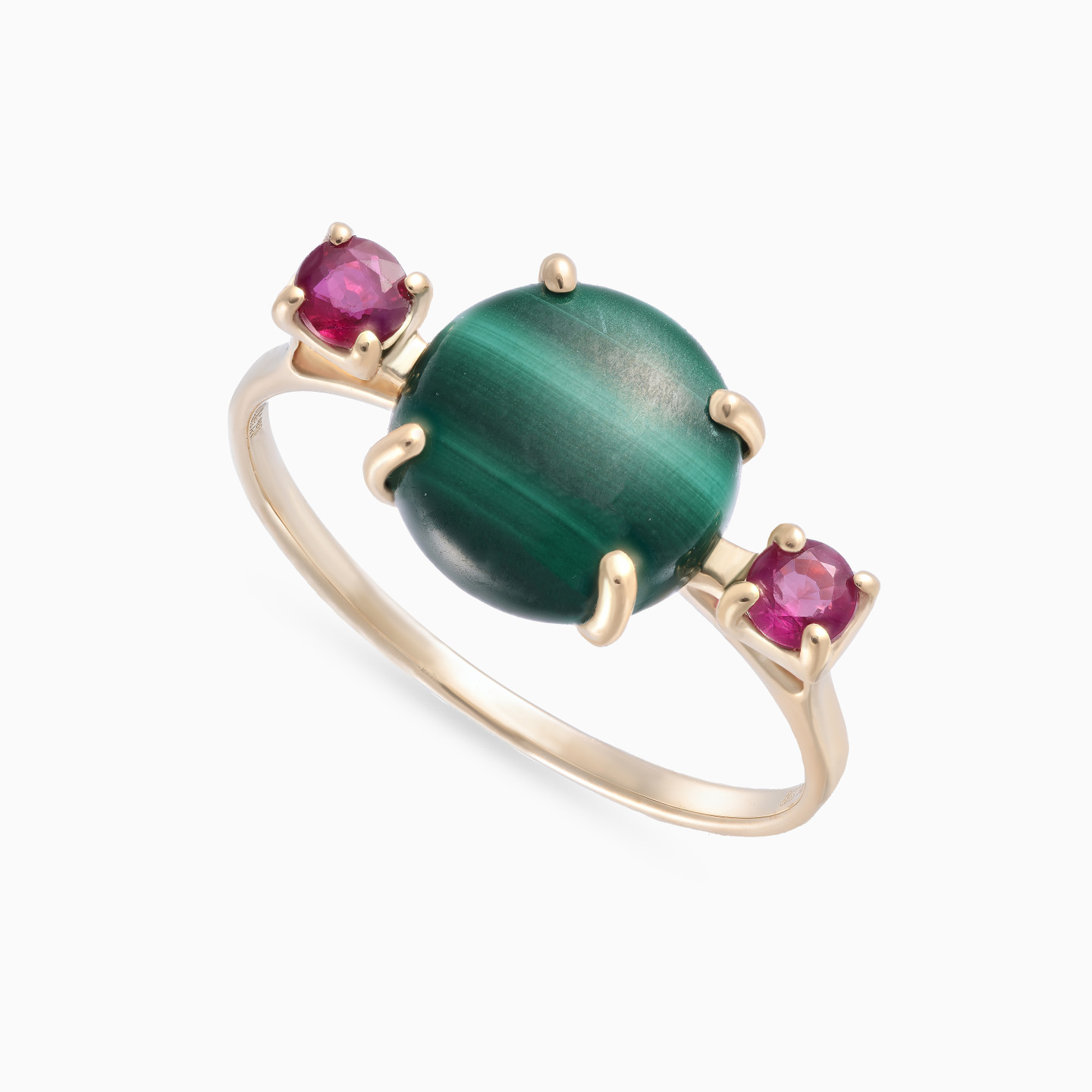 Circle Green Stone Ring in 18K Gold - 3 Circle Green Stone Ring in 18K Gold - 3