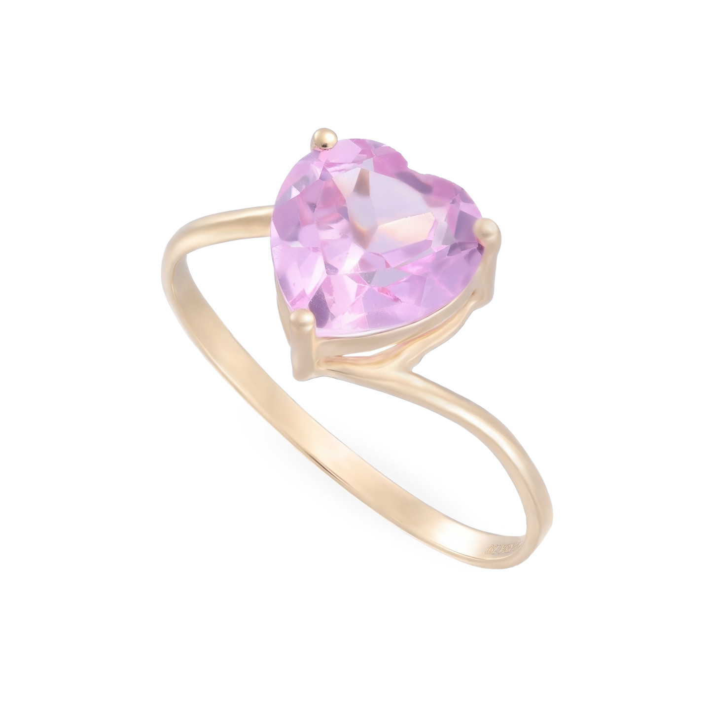 خاتم شكل قلب ذهب عيار 18 قيراط مزين بحجر وردي - 3 خاتم شكل قلب ذهب عيار 18 قيراط مزين بحجر وردي - 3