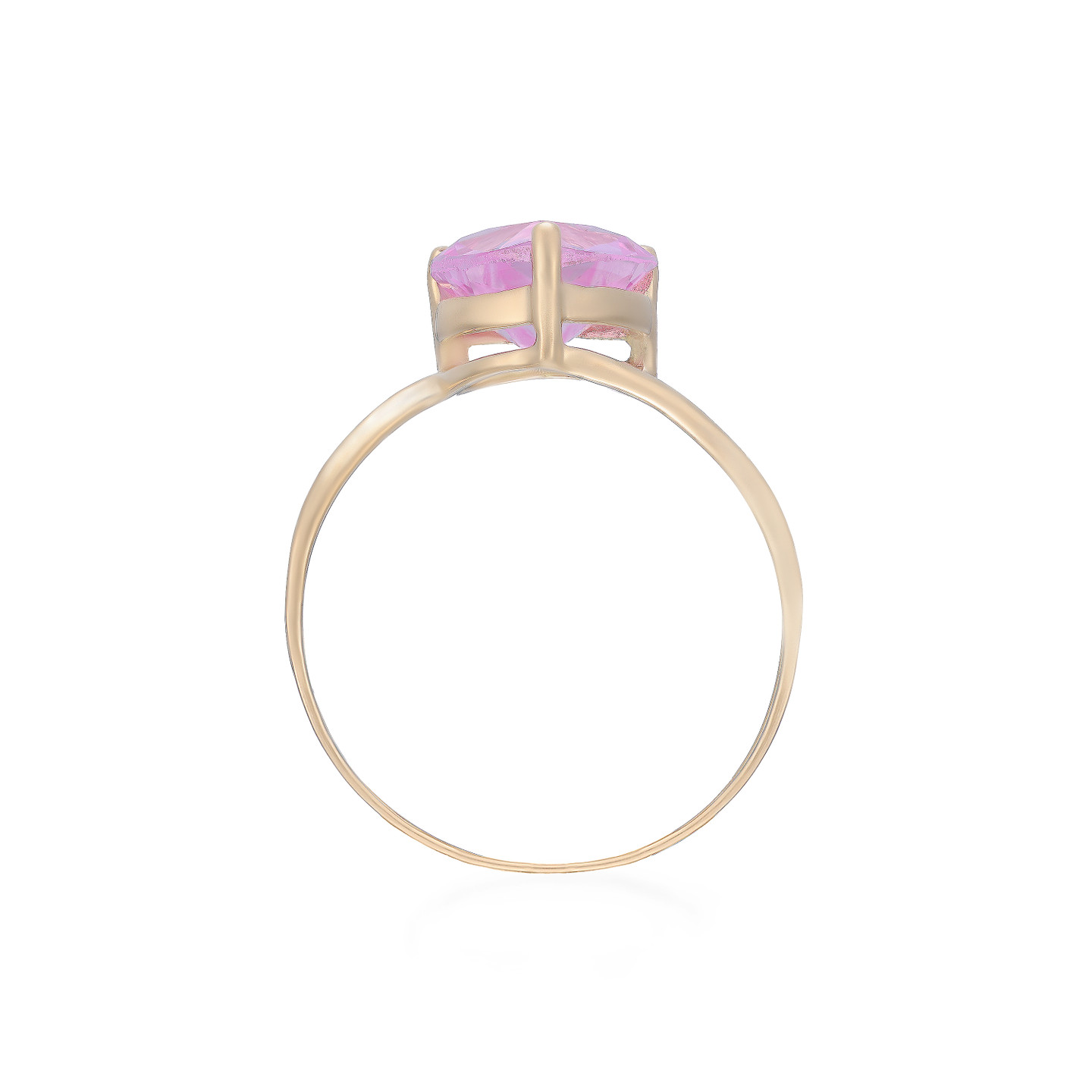 خاتم شكل قلب ذهب عيار 18 قيراط مزين بحجر وردي - 4 خاتم شكل قلب ذهب عيار 18 قيراط مزين بحجر وردي - 4