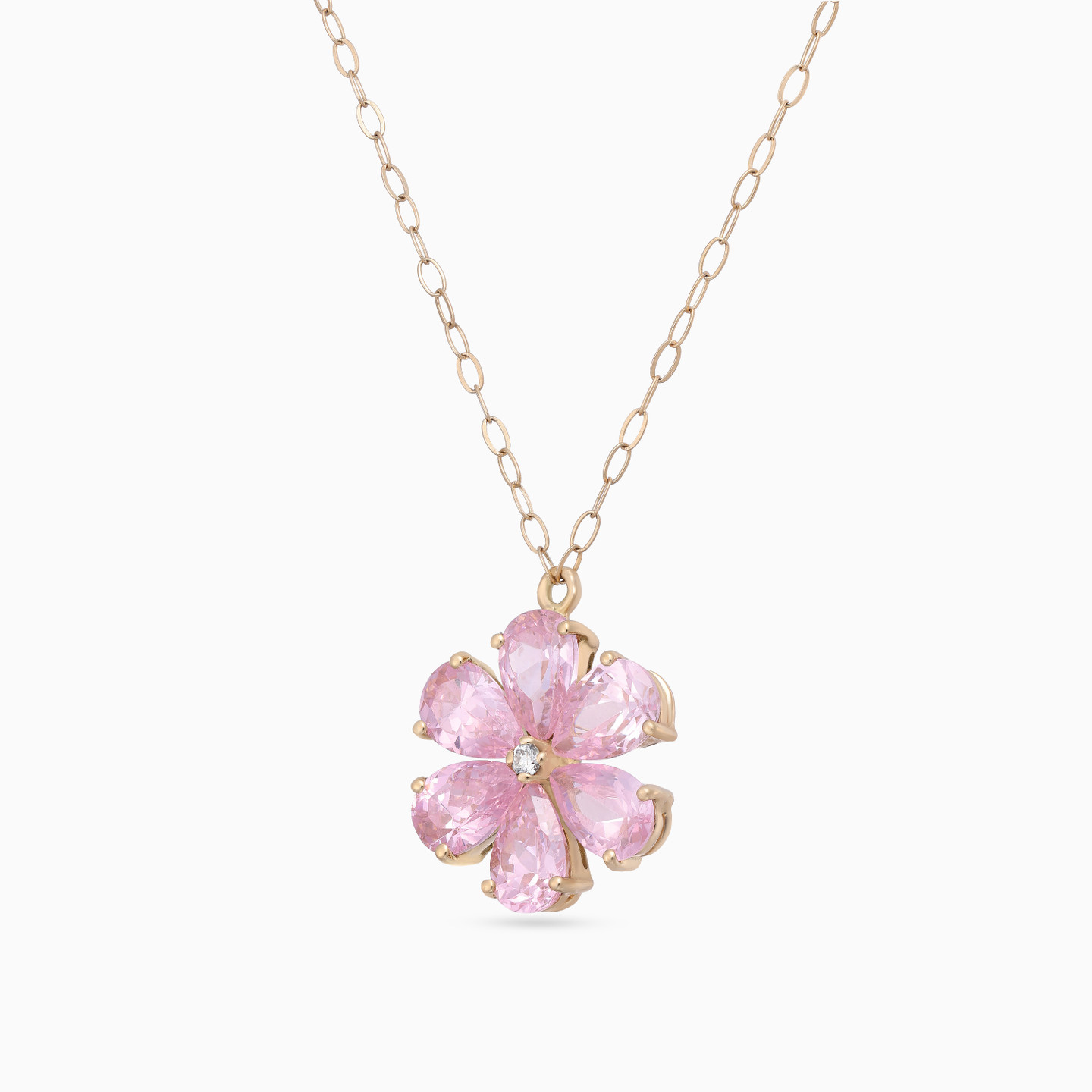 سلسلة بدلاية شكل وردة ذهب عيار 18 قيراط مزينة بالألماس والأحجار الوردية - 2 سلسلة بدلاية شكل وردة ذهب عيار 18 قيراط مزينة بالألماس والأحجار الوردية - 2