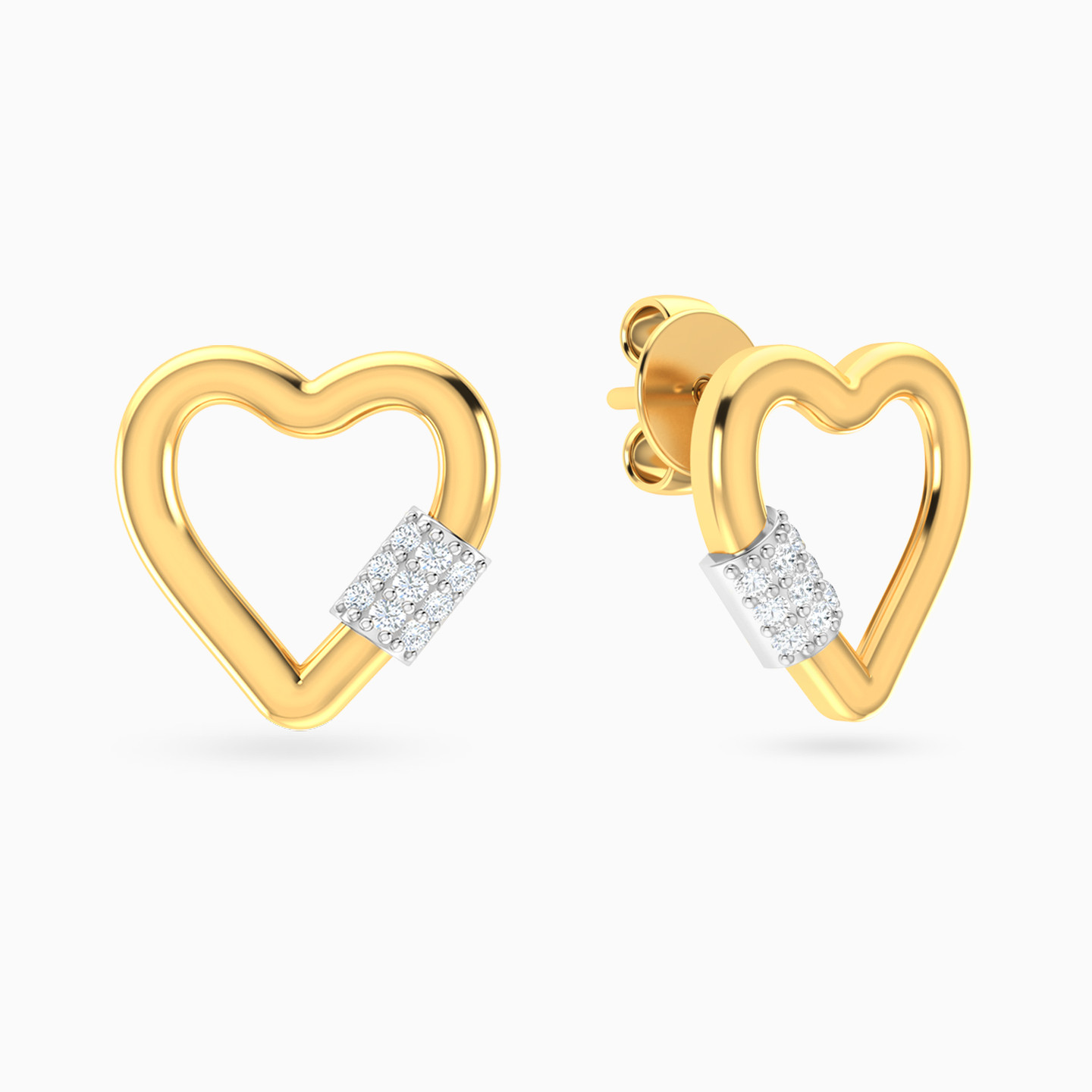 18K Gold Diamond Stud Earrings - 2