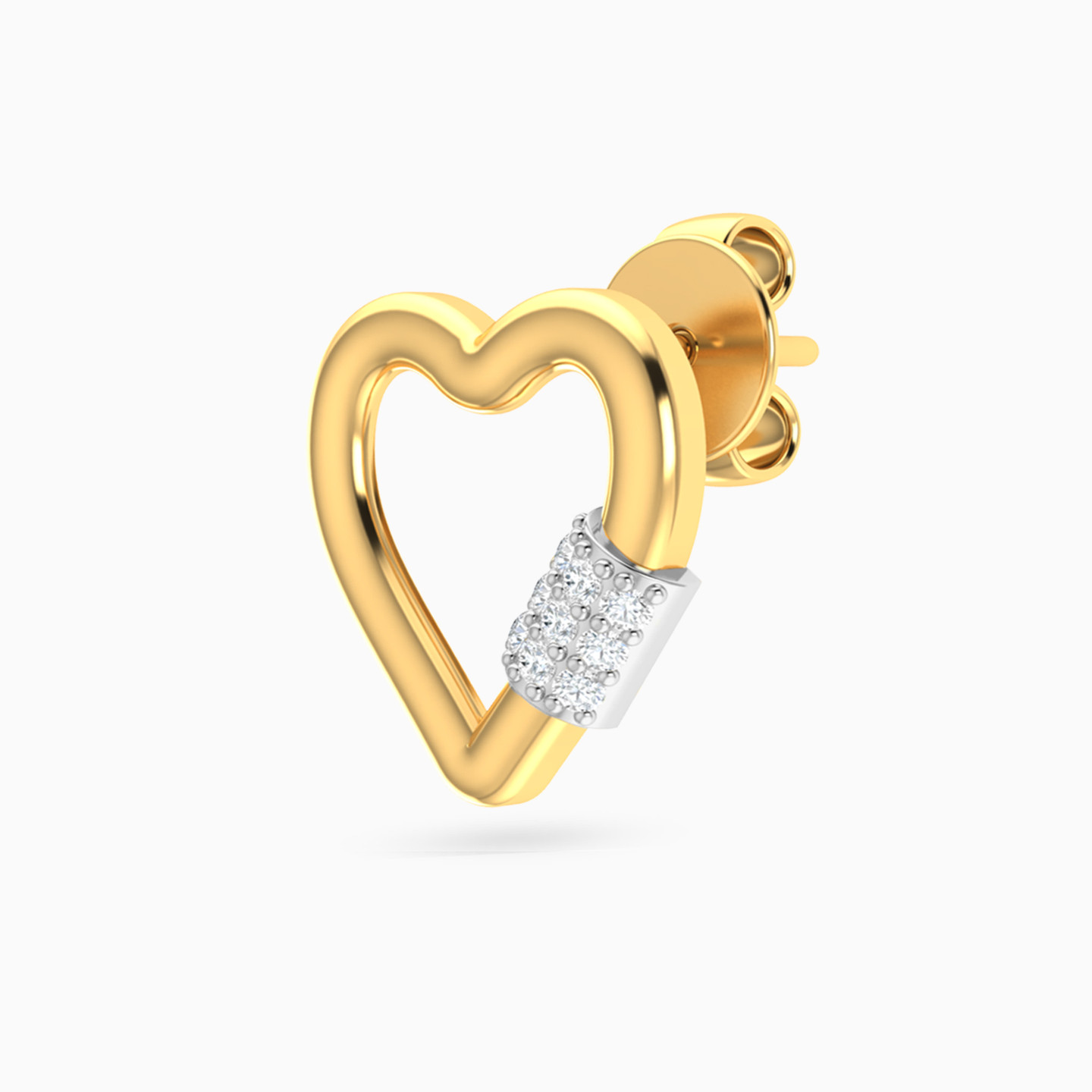 Heart Diamonds Stud Earrings in 18K Gold - 3 Heart Diamonds Stud Earrings in 18K Gold - 3