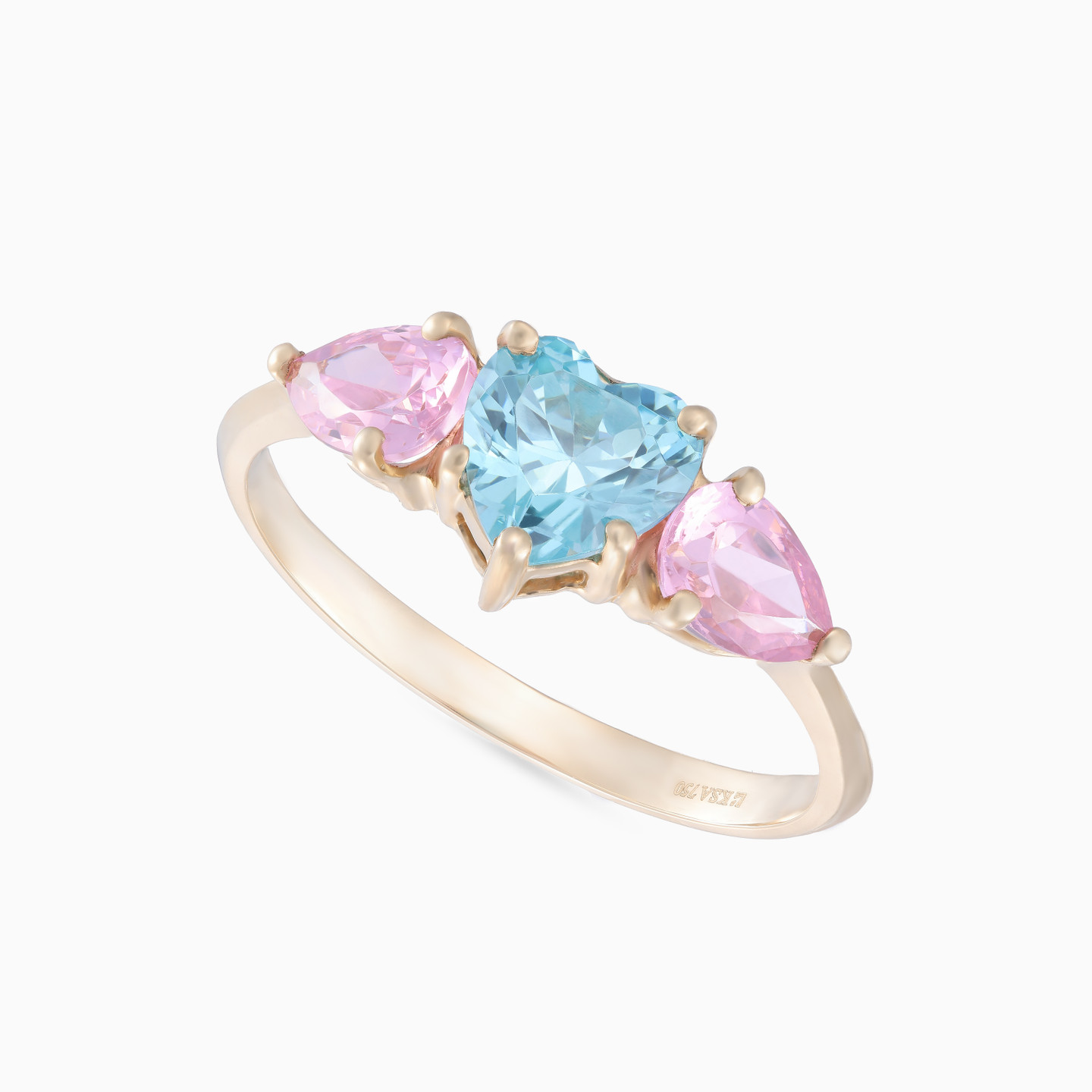 Heart Aqua Blue Stone Ring in 18K Gold - 3 Heart Aqua Blue Stone Ring in 18K Gold - 3