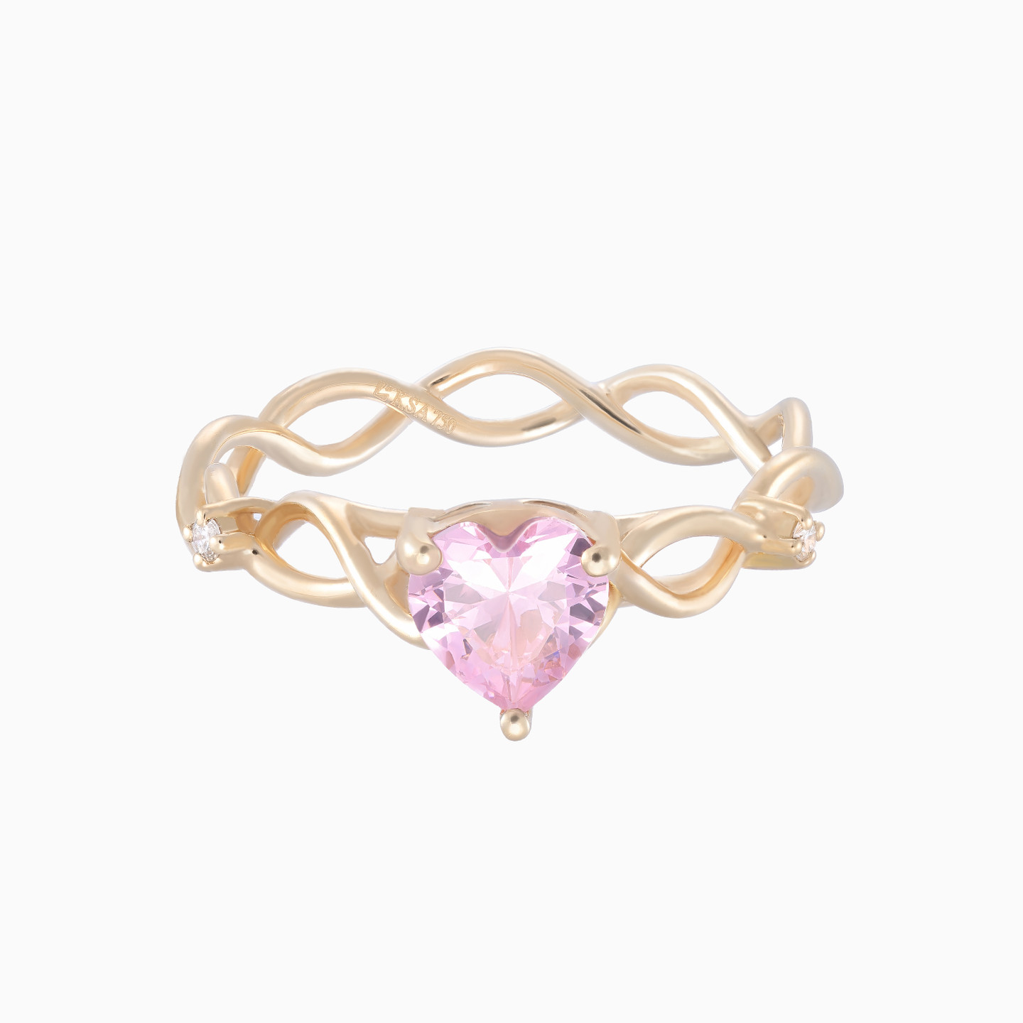 Heart Diamond & Pink Stone Ring in 18K Gold Heart Diamond & Pink Stone Ring in 18K Gold