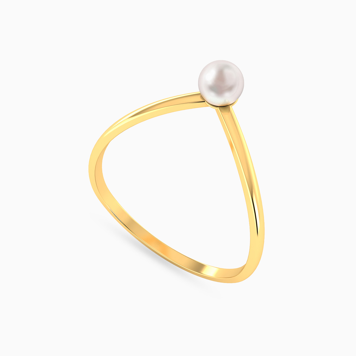 Single Pearl Ring in 18K Gold - 3 Single Pearl Ring in 18K Gold - 3