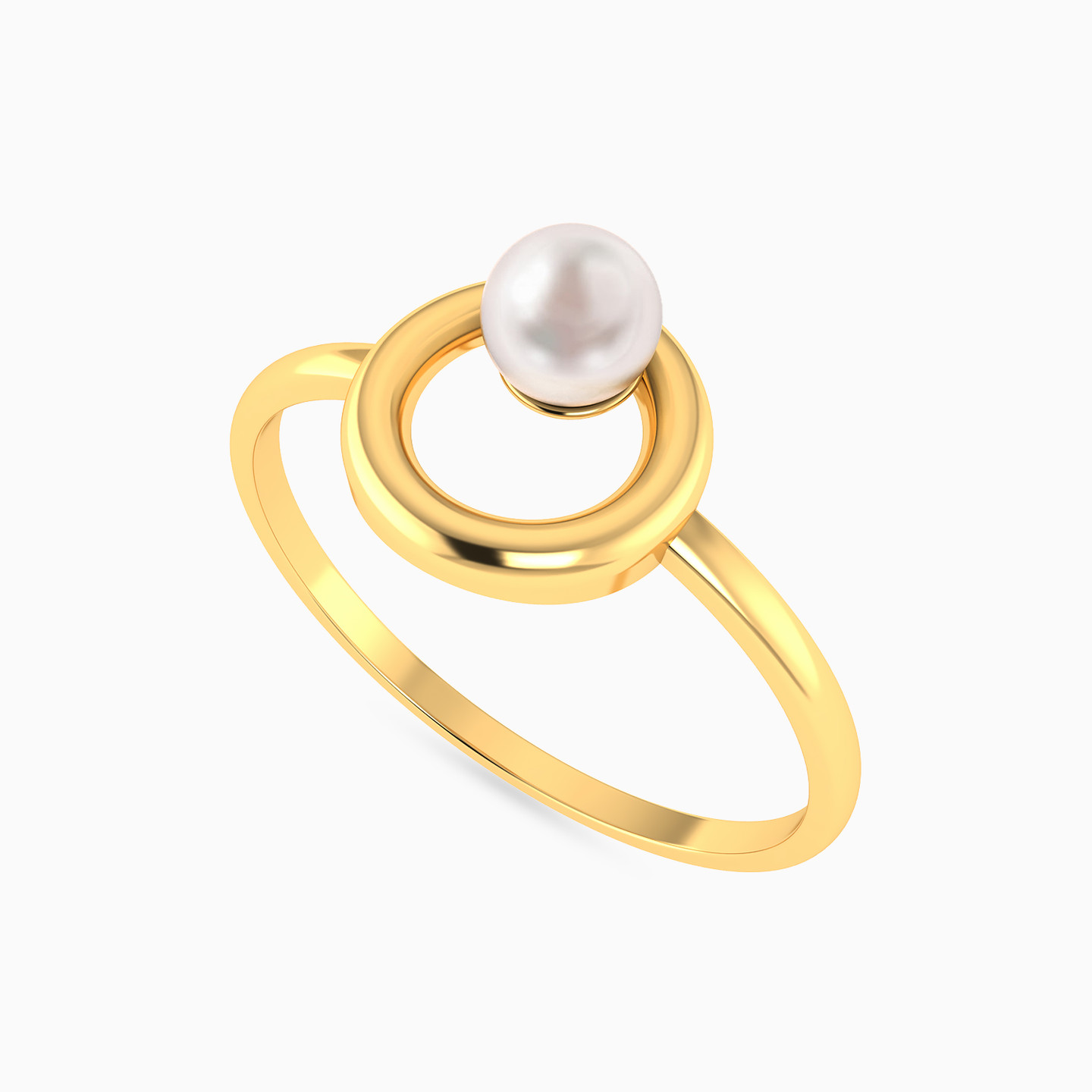 Open Circle Pearl Ring in 18K Gold - 3 Open Circle Pearl Ring in 18K Gold - 3