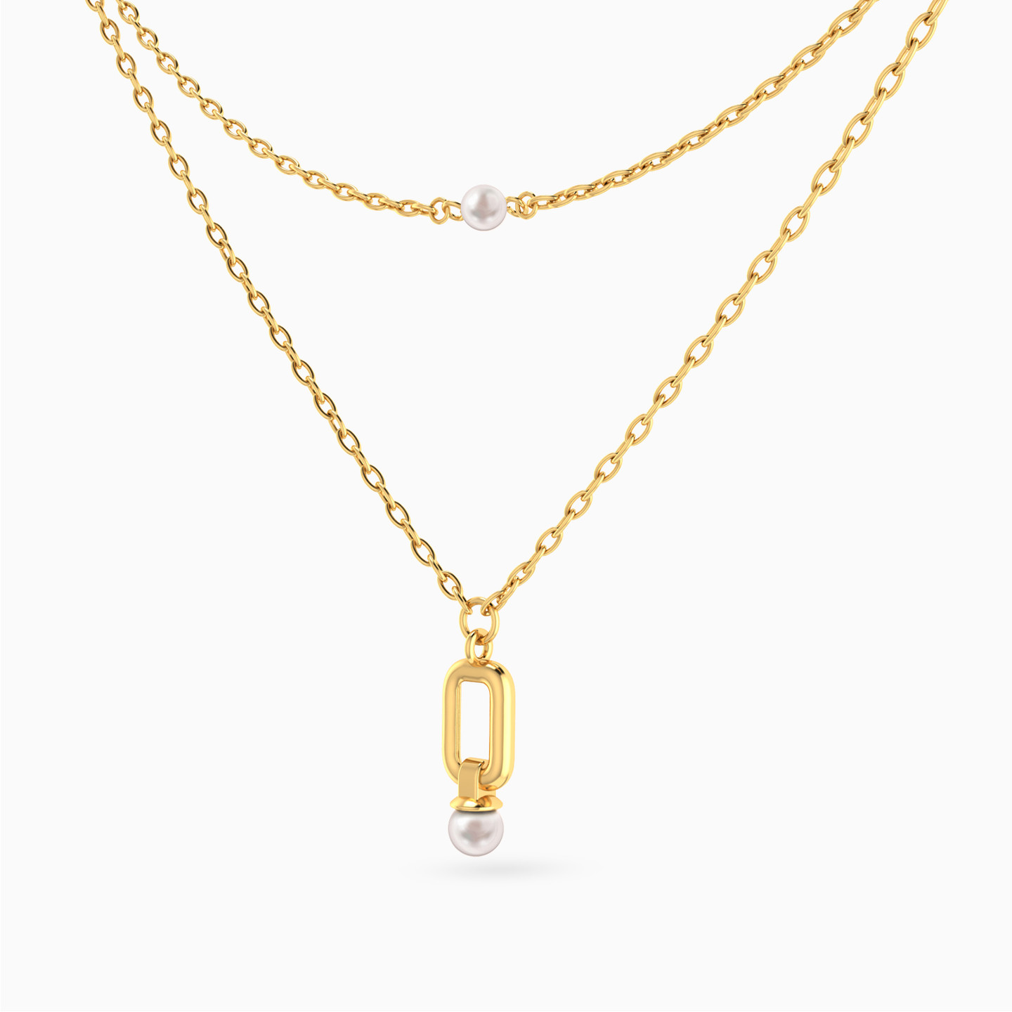 Layered Pearl Necklace in 18K Gold - 2 Layered Pearl Necklace in 18K Gold - 2