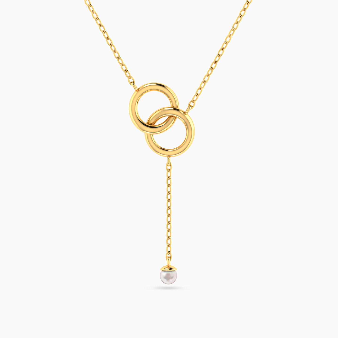 Double Ring Pearl Necklace in 18K Gold Double Ring Pearl Necklace in 18K Gold