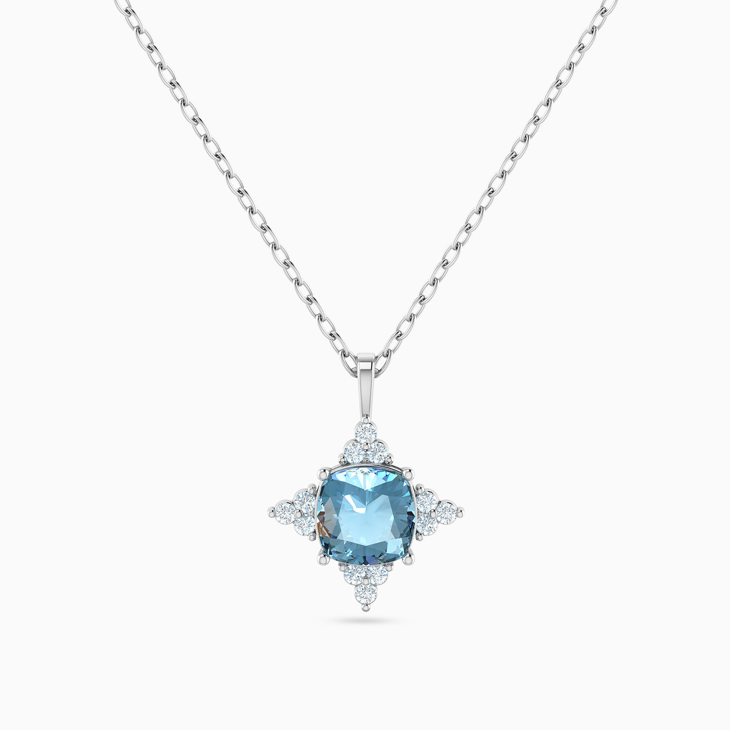 Star Diamonds & Aqua Blue Stone Necklace in 18k Gold Star Diamonds & Aqua Blue Stone Necklace in 18k Gold