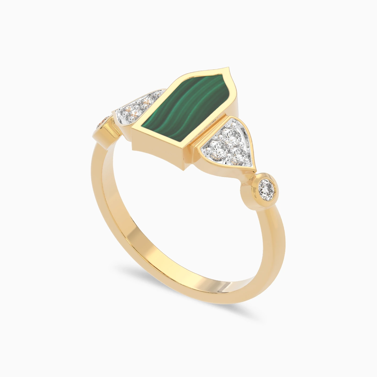 White Stone & Diamond Ring In 18K Gold - 7 White Stone & Diamond Ring In 18K Gold - 7