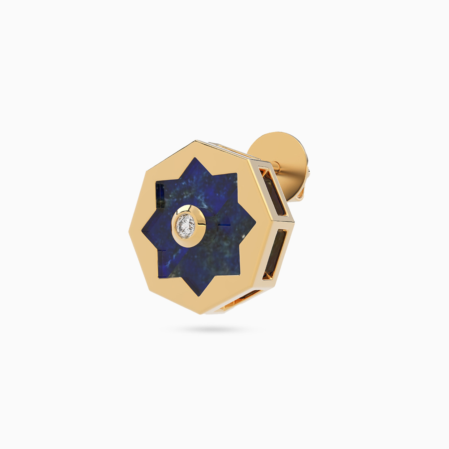 Star Blue Stone & Diamond Stud Earrings In 18K Gold - 5 Star Blue Stone & Diamond Stud Earrings In 18K Gold - 5
