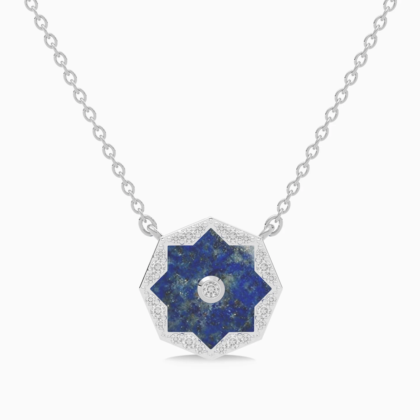Star Blue Stone & Diamond Necklace In 18K Gold Star Blue Stone & Diamond Necklace In 18K Gold