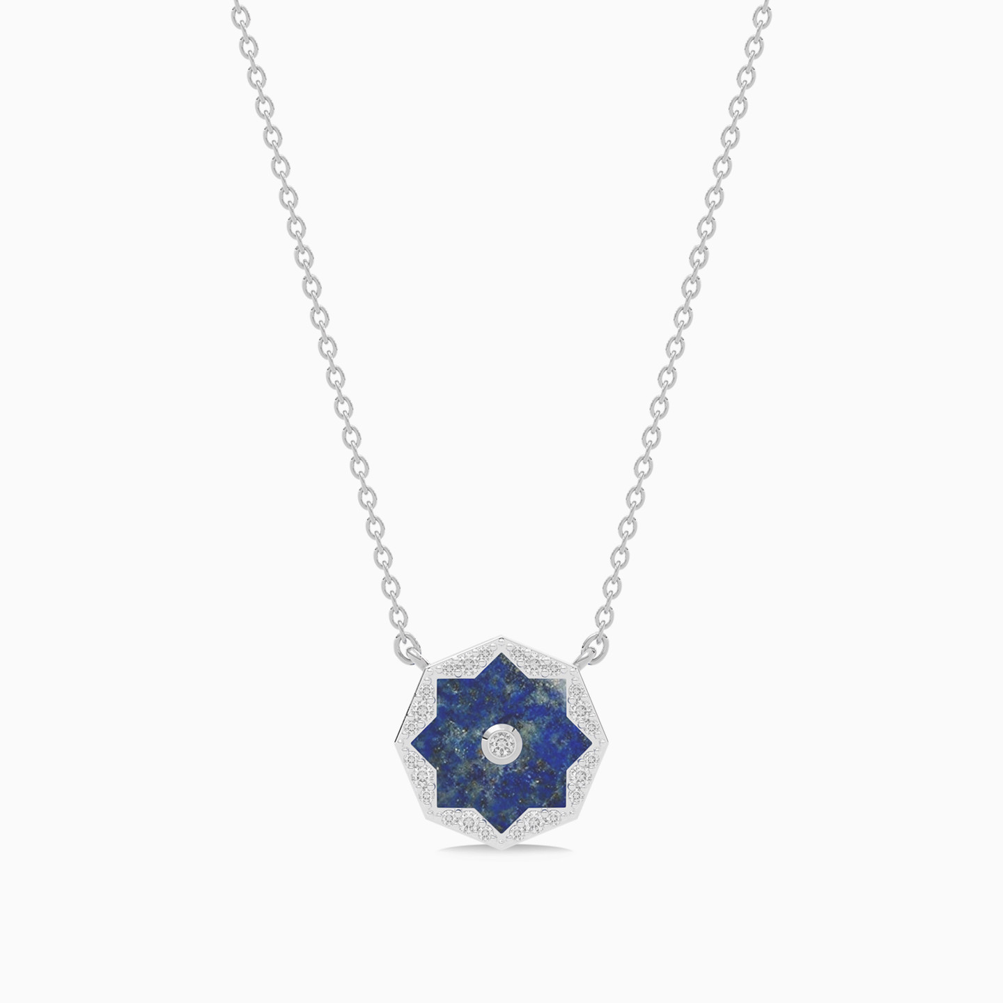 Star Blue Stone & Diamond Necklace In 18K Gold - 4 Star Blue Stone & Diamond Necklace In 18K Gold - 4