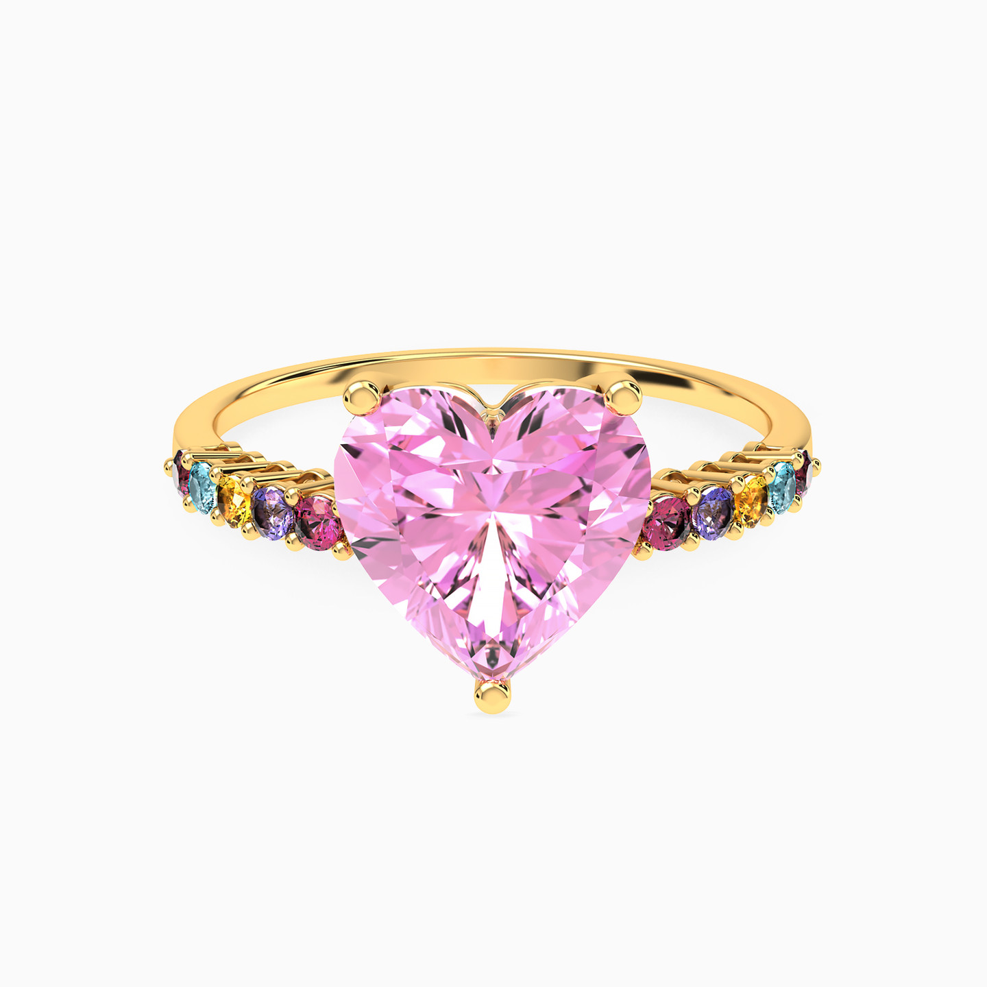 Heart Colored Stones Statement Ring in 18K Gold Heart Colored Stones Statement Ring in 18K Gold