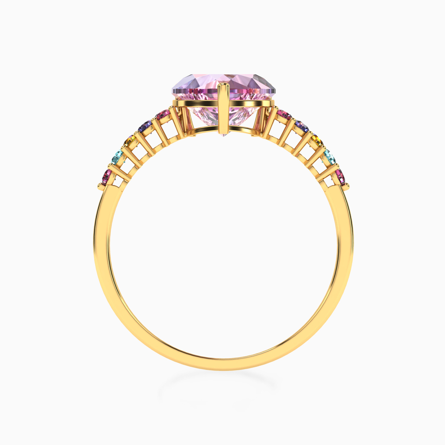 Heart Colored Stones Statement Ring in 18K Gold - 3 Heart Colored Stones Statement Ring in 18K Gold - 3