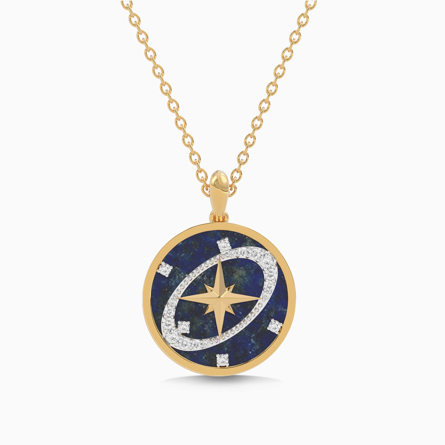 Star Blue Stone & Diamond Necklace In 18K Gold Star Blue Stone & Diamond Necklace In 18K Gold