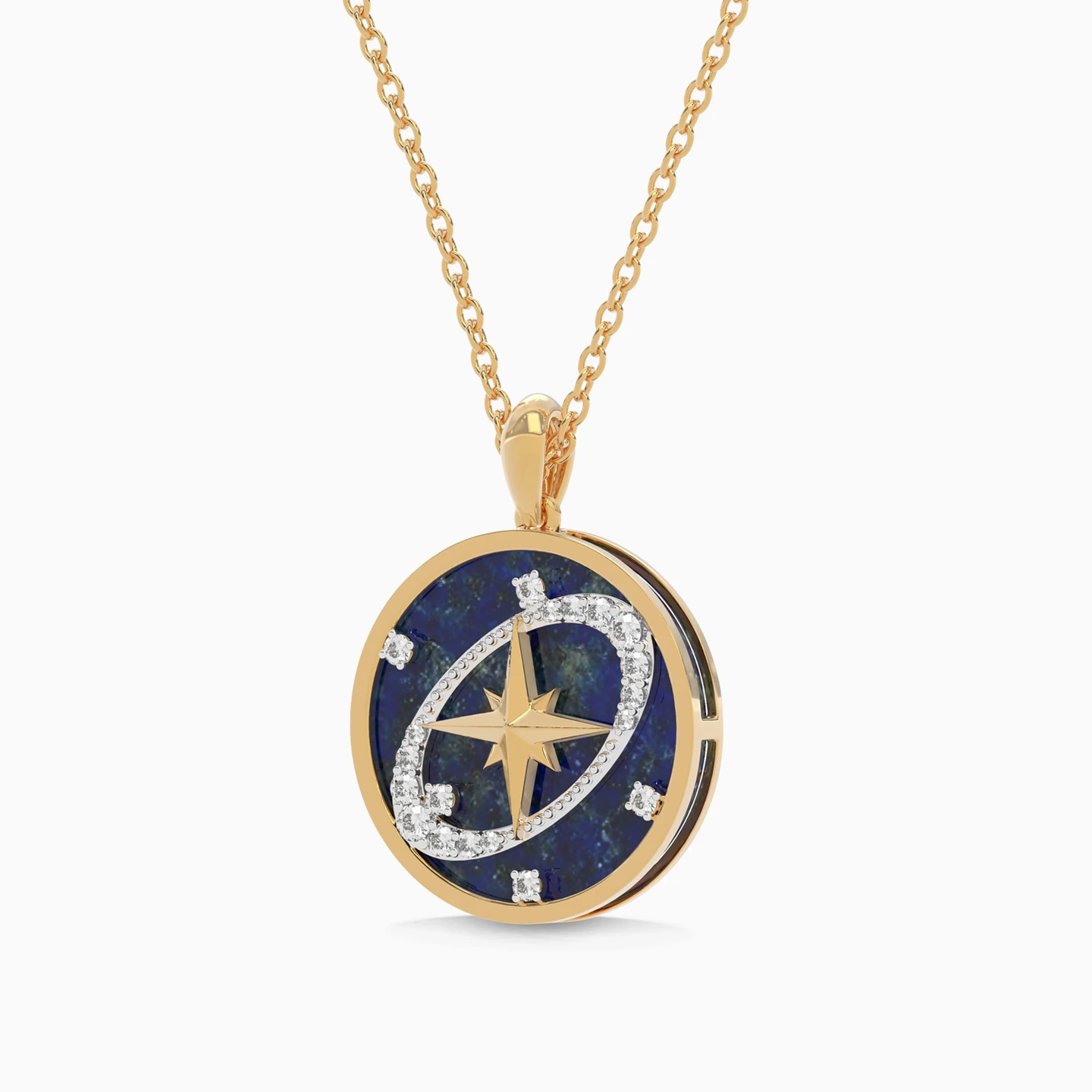 Star Blue Stone & Diamond Necklace In 18K Gold - 3 Star Blue Stone & Diamond Necklace In 18K Gold - 3