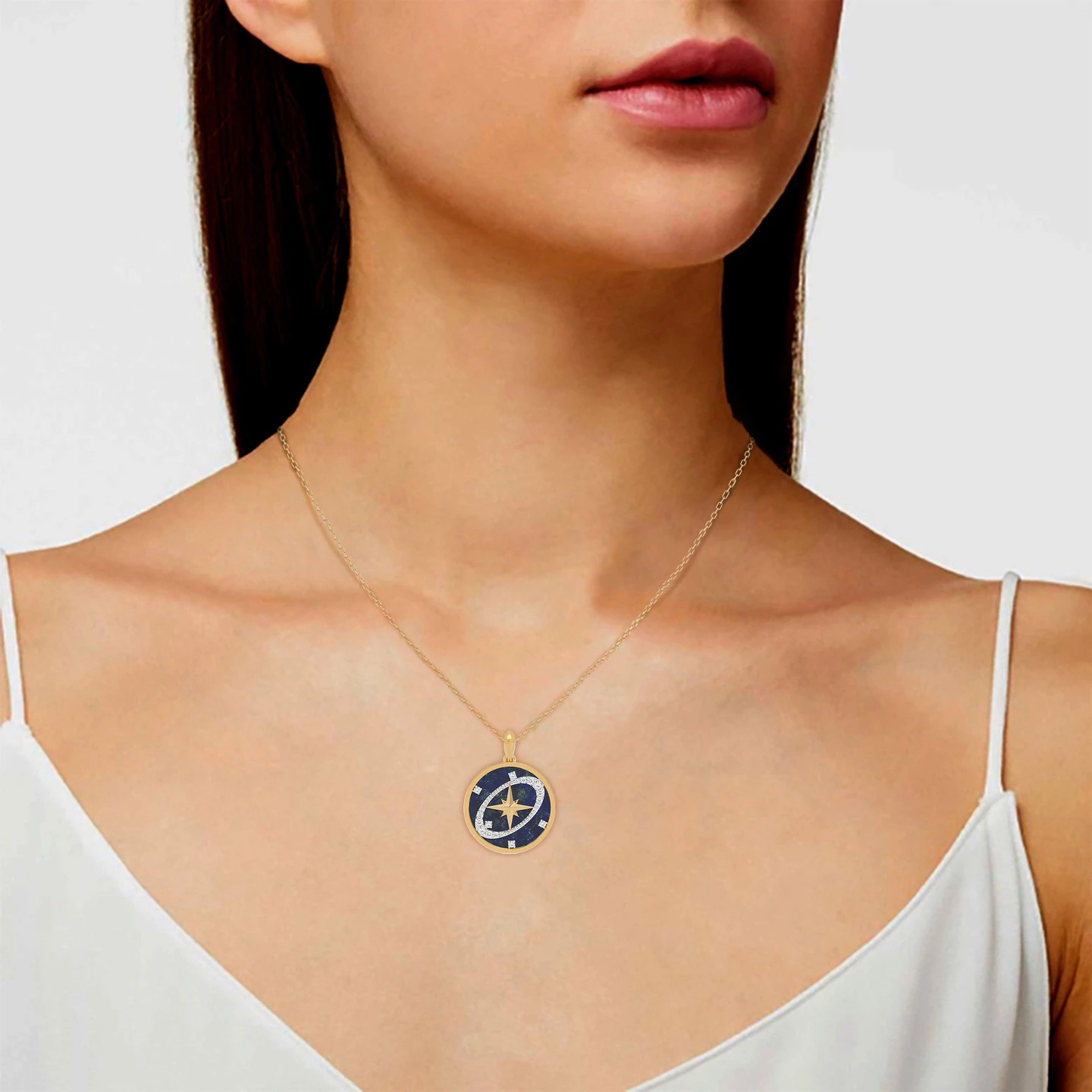 Star Blue Stone & Diamond Necklace In 18K Gold - 2 Star Blue Stone & Diamond Necklace In 18K Gold - 2