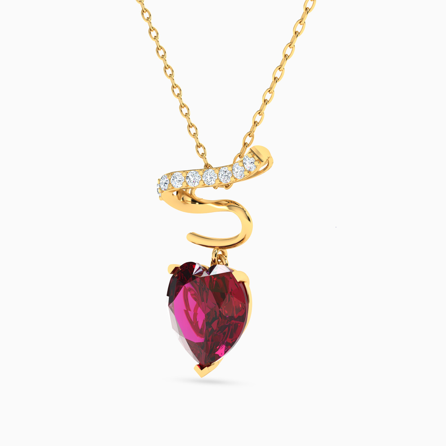 Heart Rose Stone Necklace in 18K Gold - 2 Heart Rose Stone Necklace in 18K Gold - 2