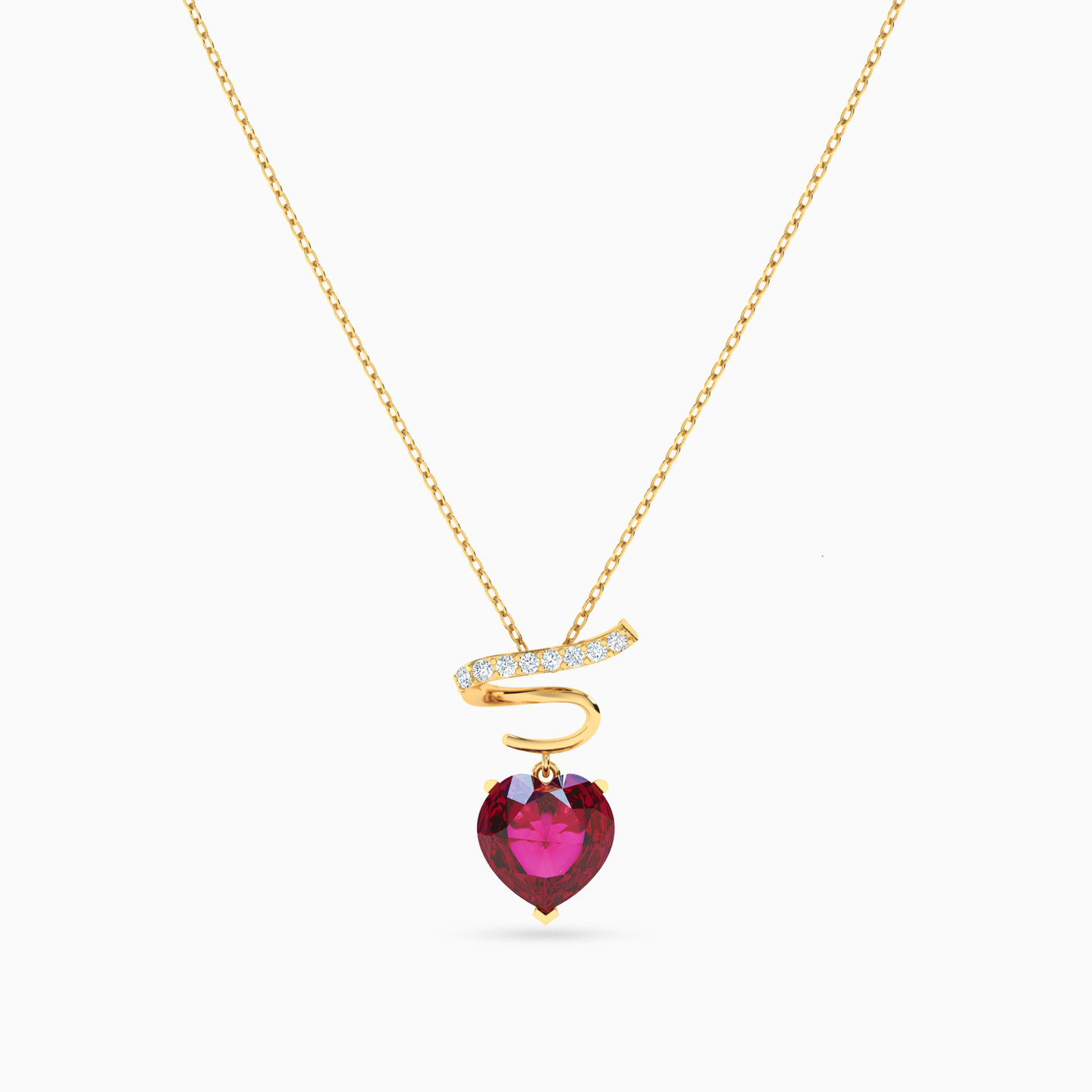 Heart Rose Stone Necklace in 18K Gold - 3 Heart Rose Stone Necklace in 18K Gold - 3
