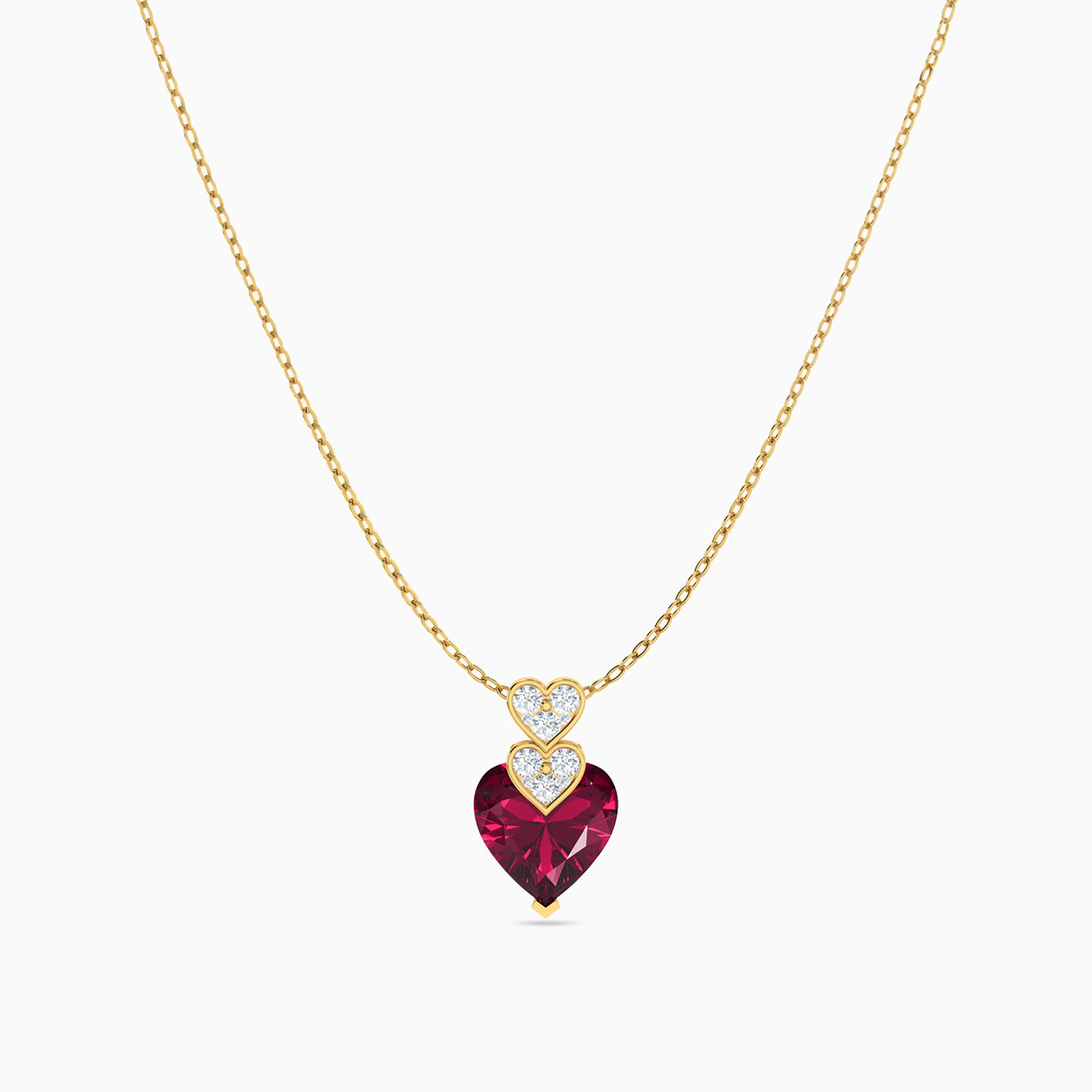 Heart Shaped Colored Stones Pendant with 18K Gold Chain - 3