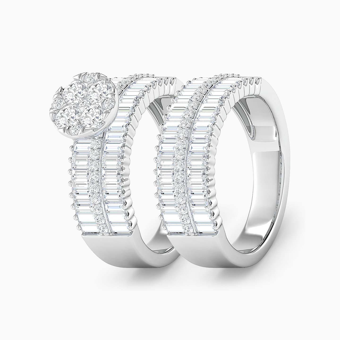Diamond Twin Rings In 18K Gold - 2 Diamond Twin Rings In 18K Gold - 2