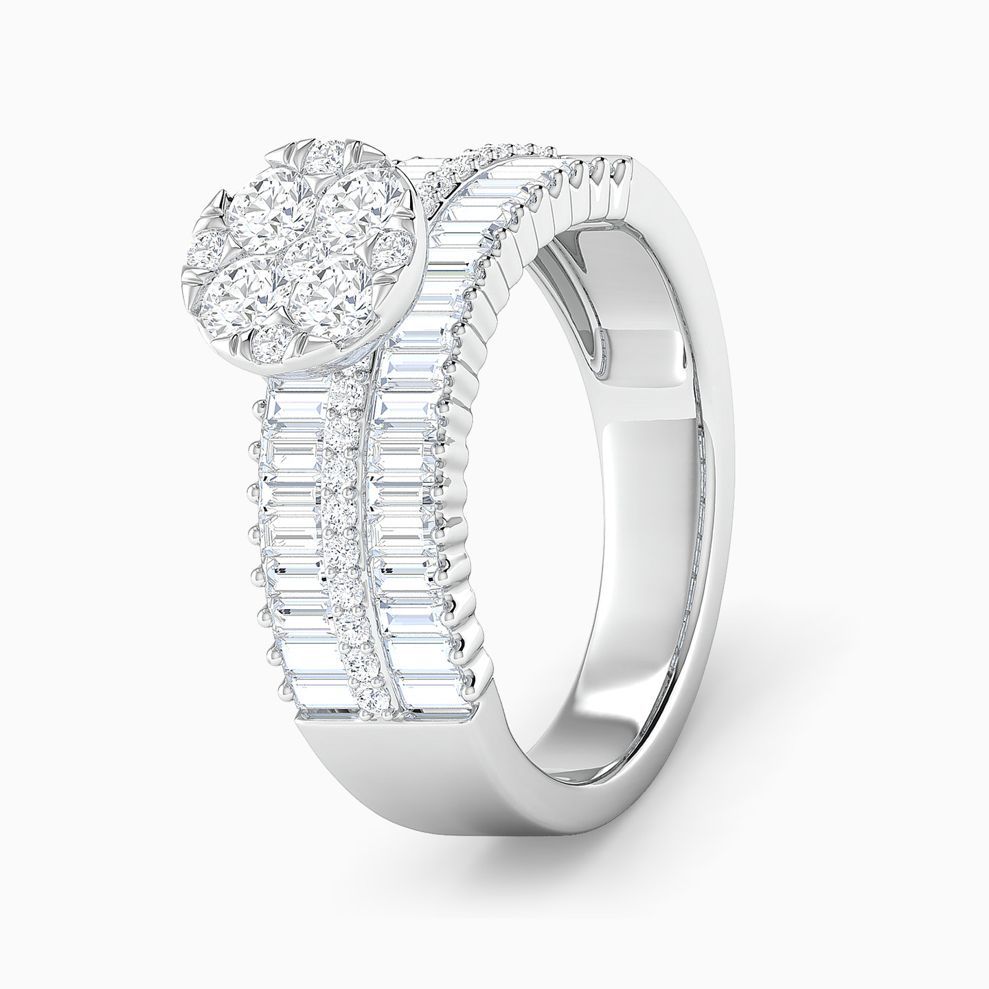 Diamond Twin Rings In 18K Gold - 3 Diamond Twin Rings In 18K Gold - 3