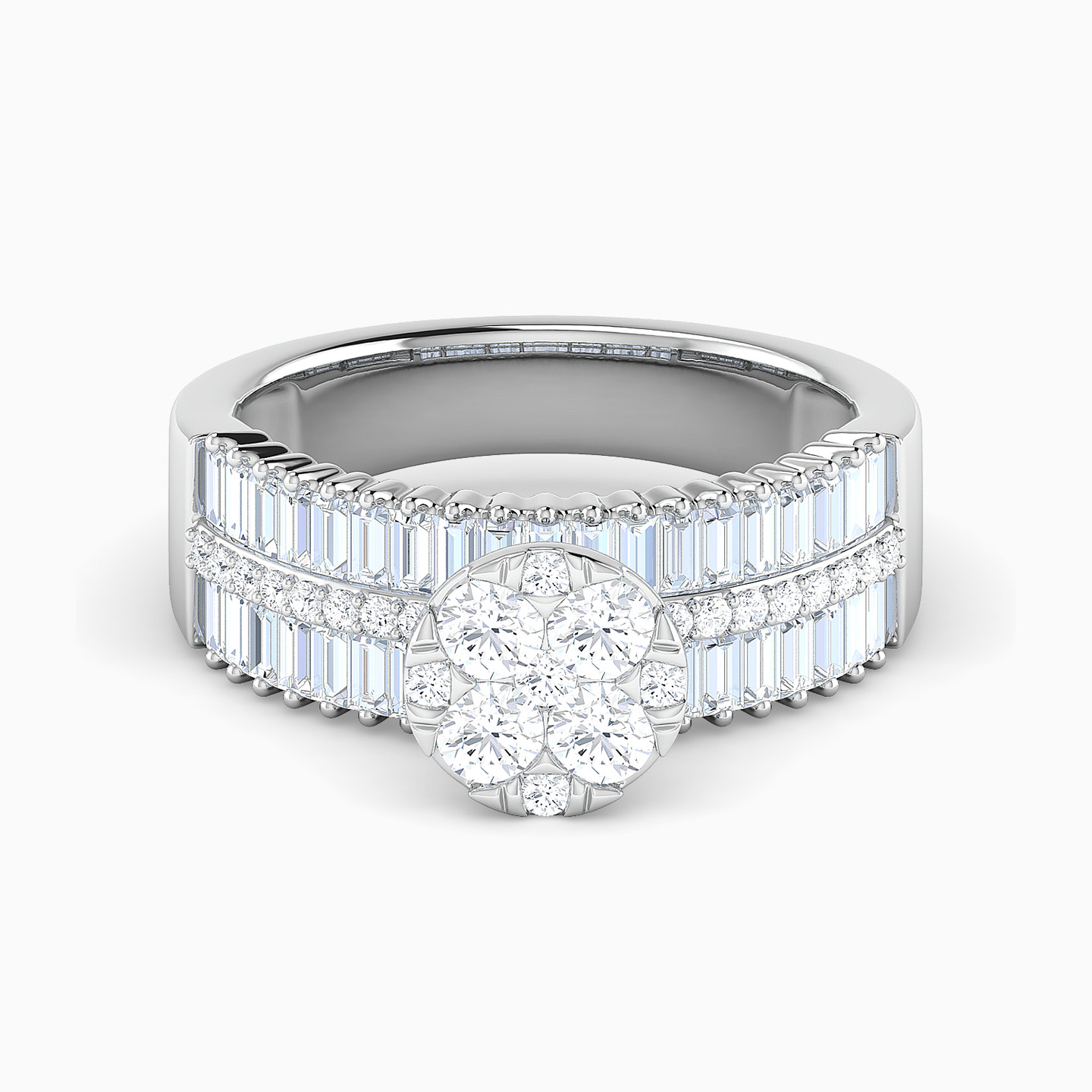 Diamond Twin Rings In 18K Gold - 5 Diamond Twin Rings In 18K Gold - 5