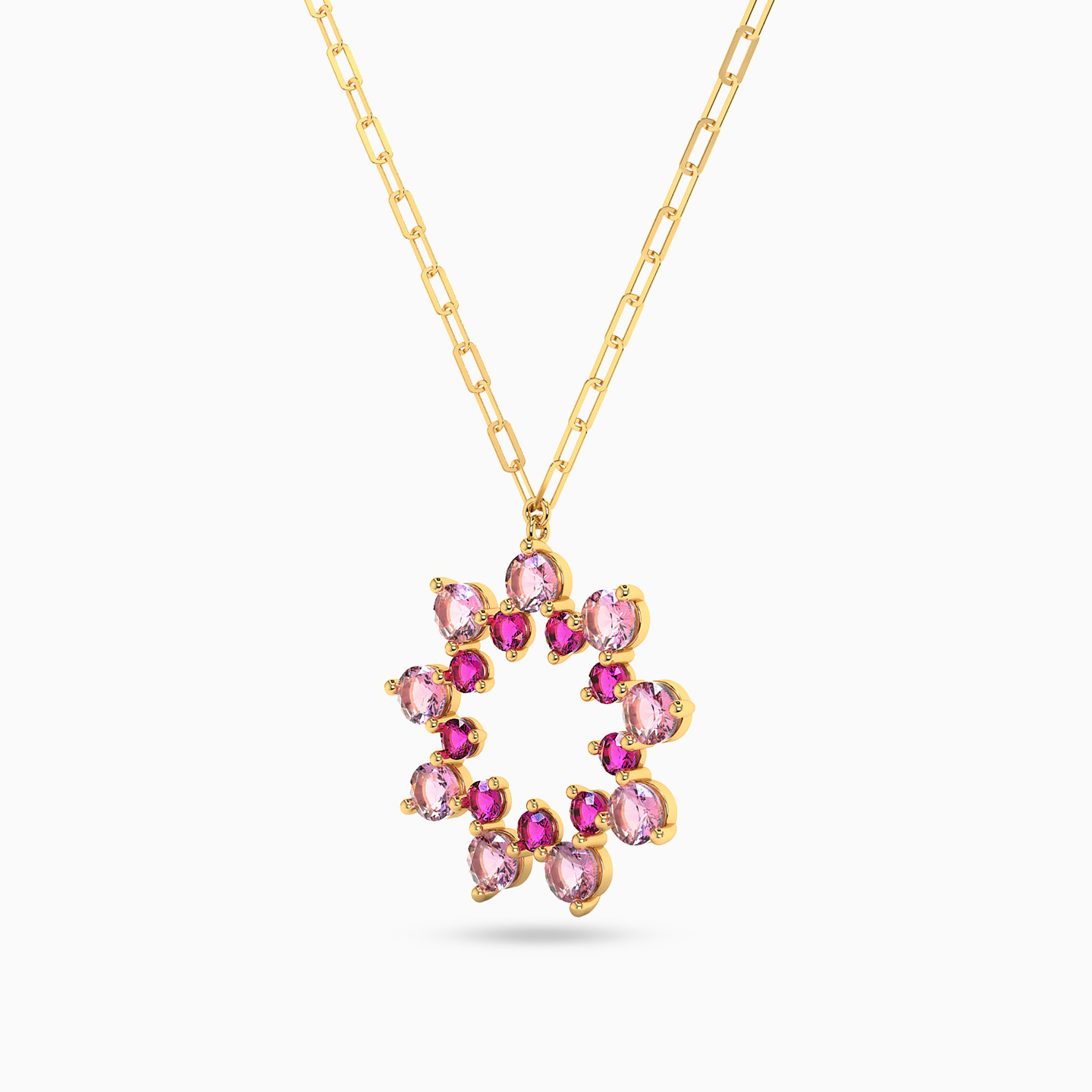 Flower Rose Stone Necklace in 18K Gold - 2 Flower Rose Stone Necklace in 18K Gold - 2