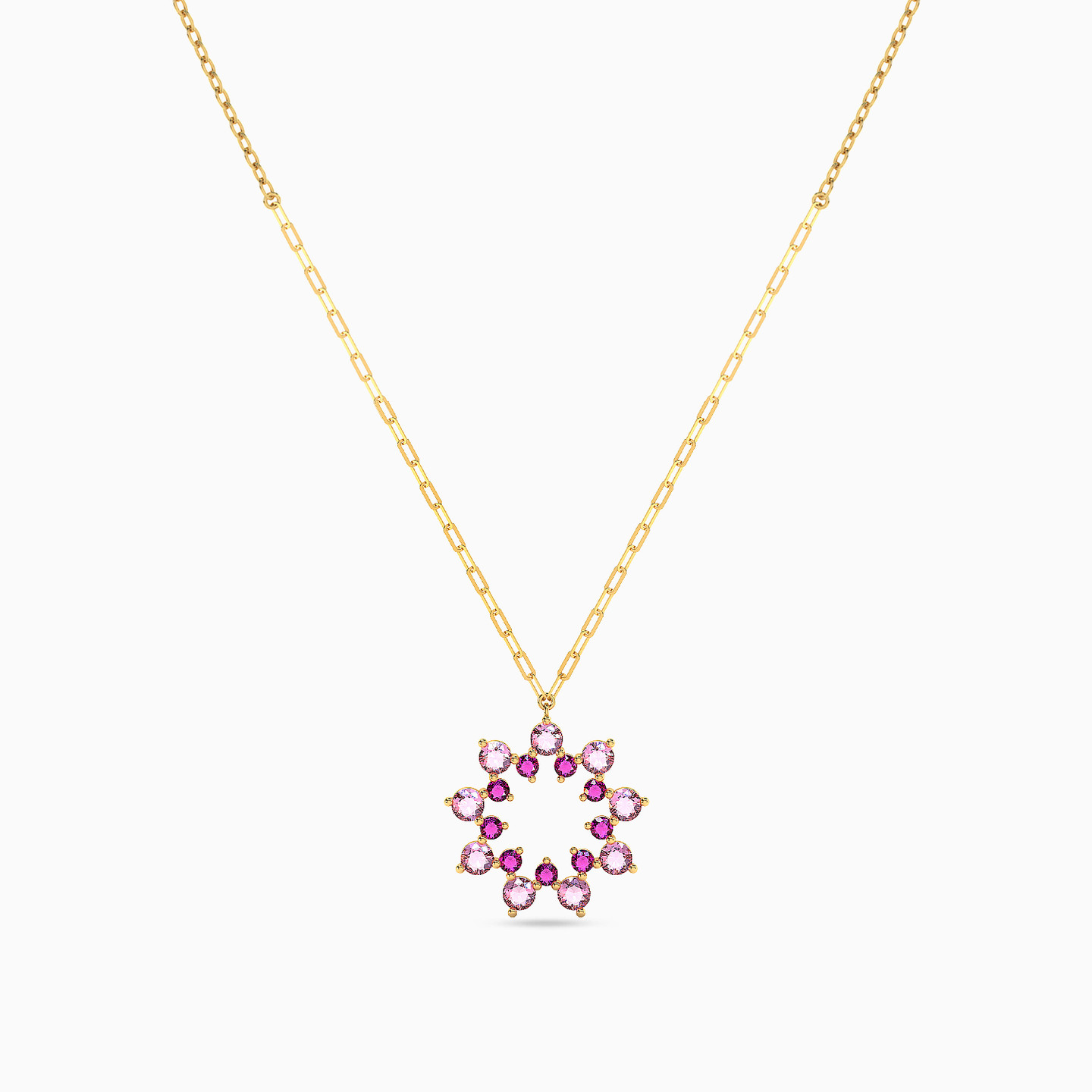Flower Rose Stone Necklace in 18K Gold - 3 Flower Rose Stone Necklace in 18K Gold - 3