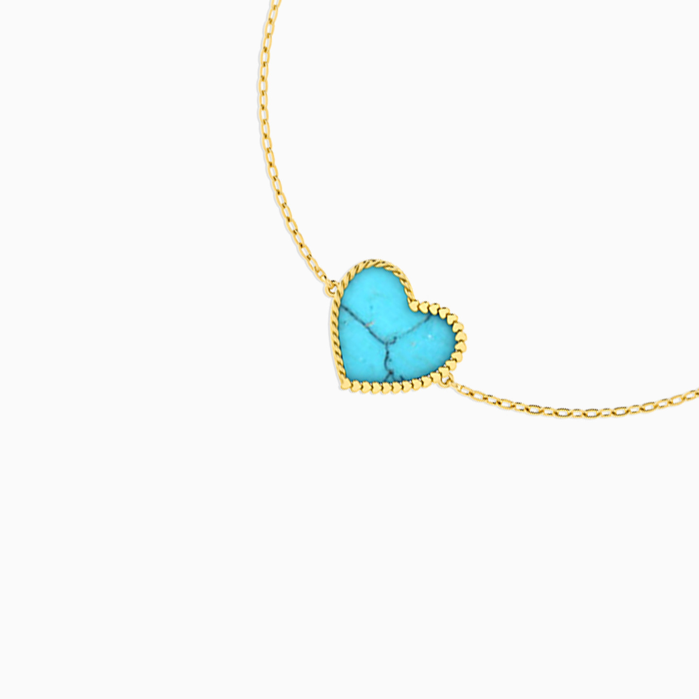 Heart Colored Stones Chain Bracelet in 18K Gold - 3 Heart Colored Stones Chain Bracelet in 18K Gold - 3
