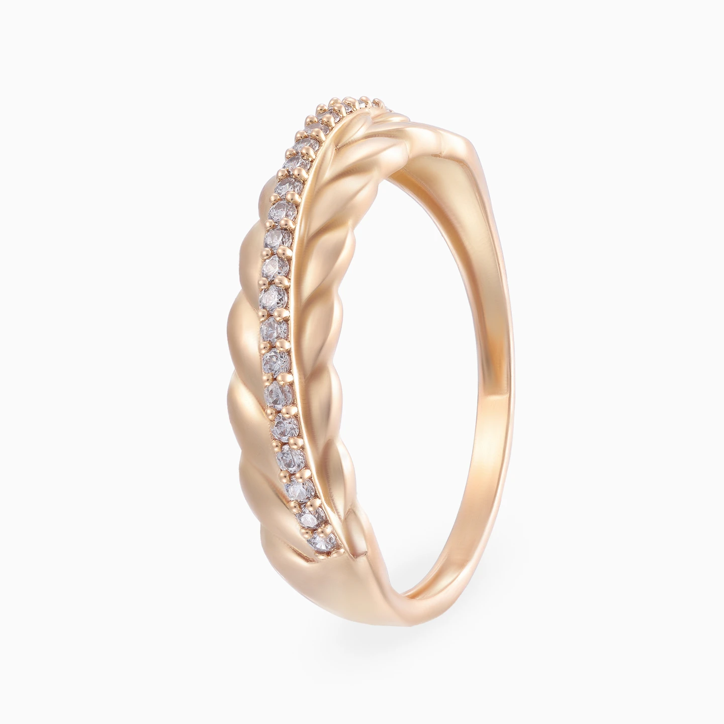 Leaves Cubic Zirconia Twin Rings in 21K Gold - 5 Leaves Cubic Zirconia Twin Rings in 21K Gold - 5