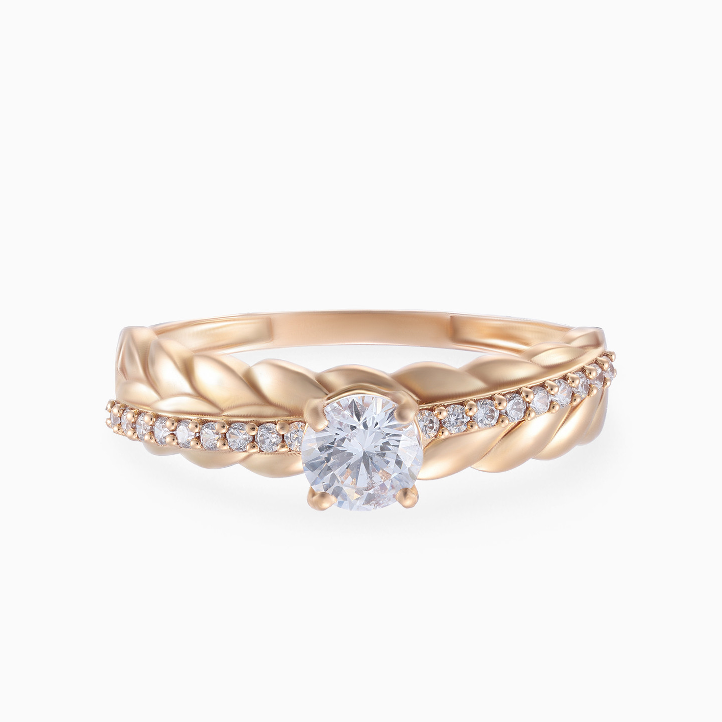 Leaves Cubic Zirconia Twin Rings in 21K Gold - 6 Leaves Cubic Zirconia Twin Rings in 21K Gold - 6