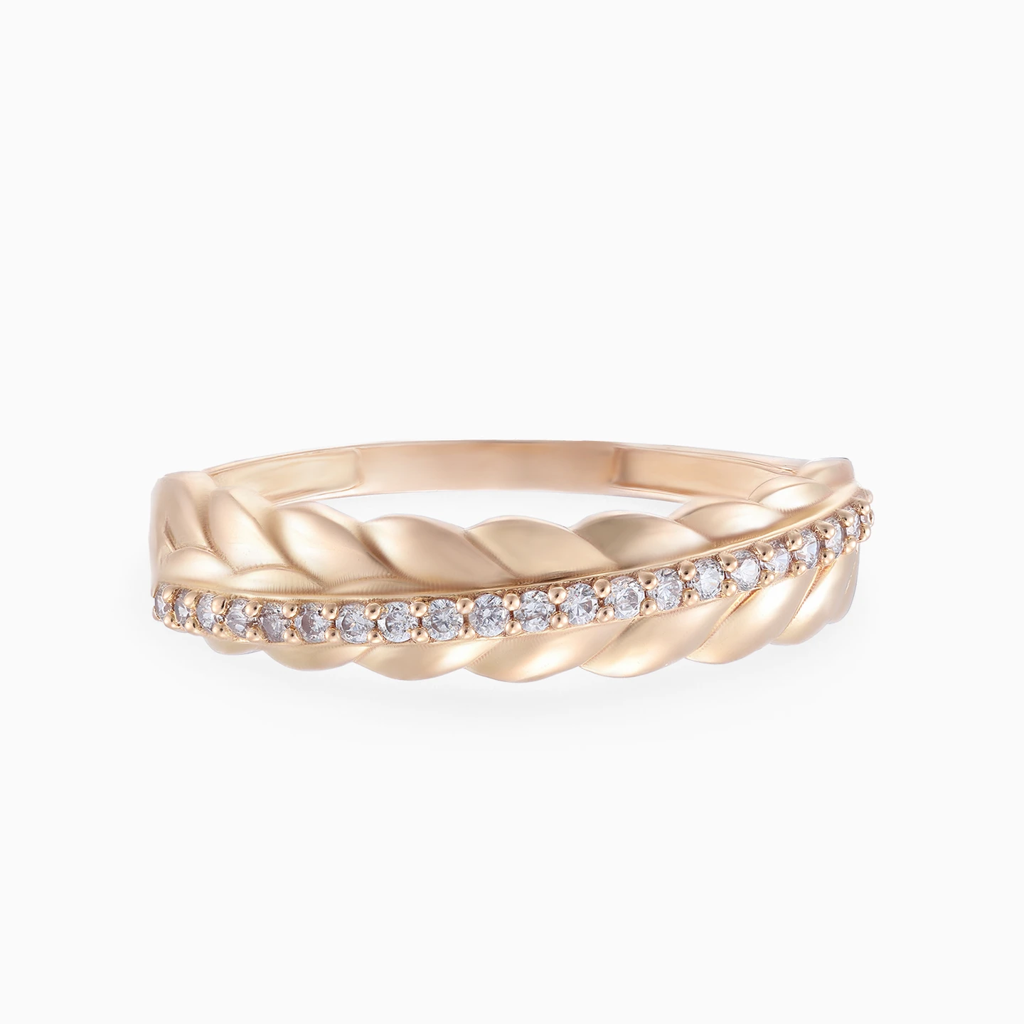 Leaves Cubic Zirconia Twin Rings in 21K Gold - 8 Leaves Cubic Zirconia Twin Rings in 21K Gold - 8