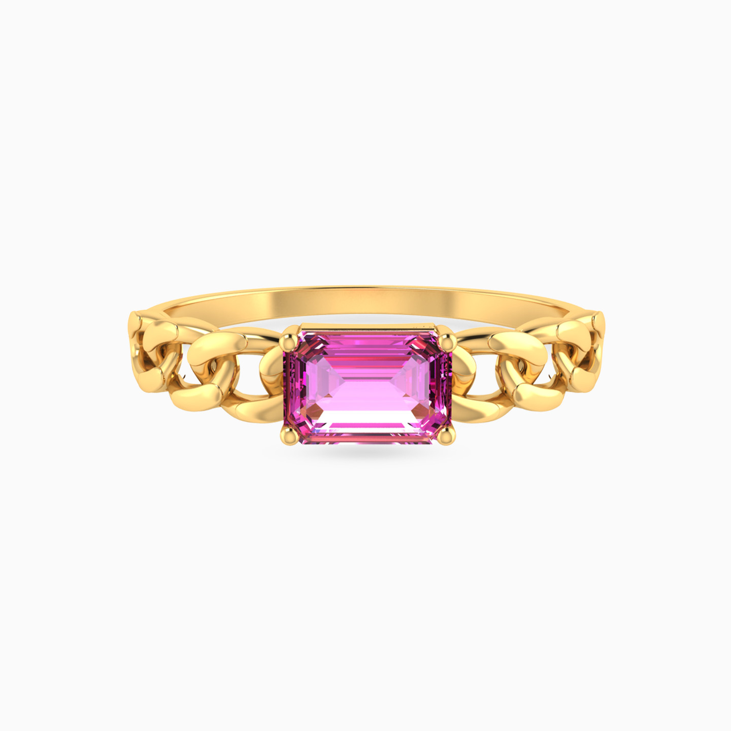 Loops Pink Stone Ring In 18K Gold Loops Pink Stone Ring In 18K Gold