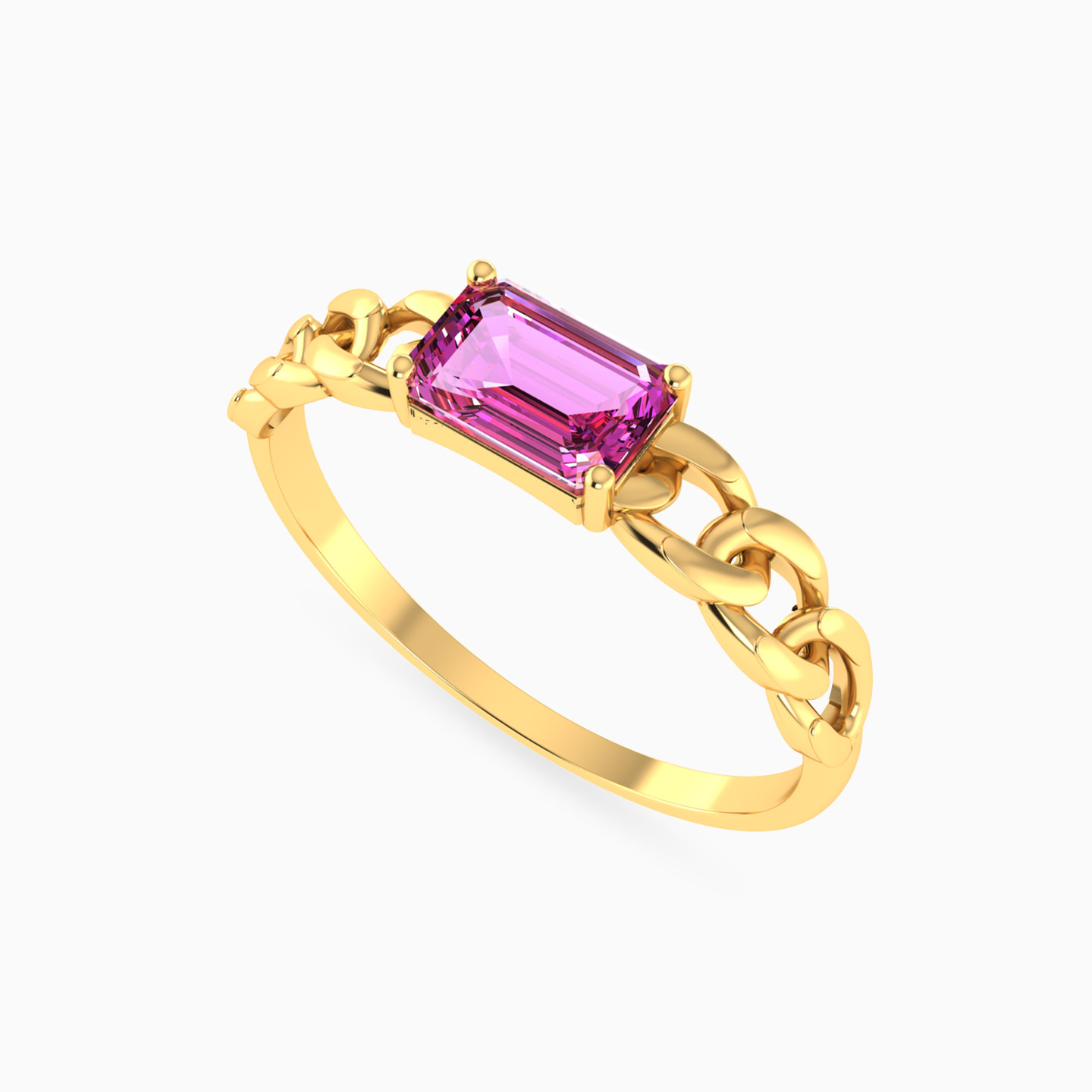 Loops Pink Stone Ring In 18K Gold - 3 Loops Pink Stone Ring In 18K Gold - 3