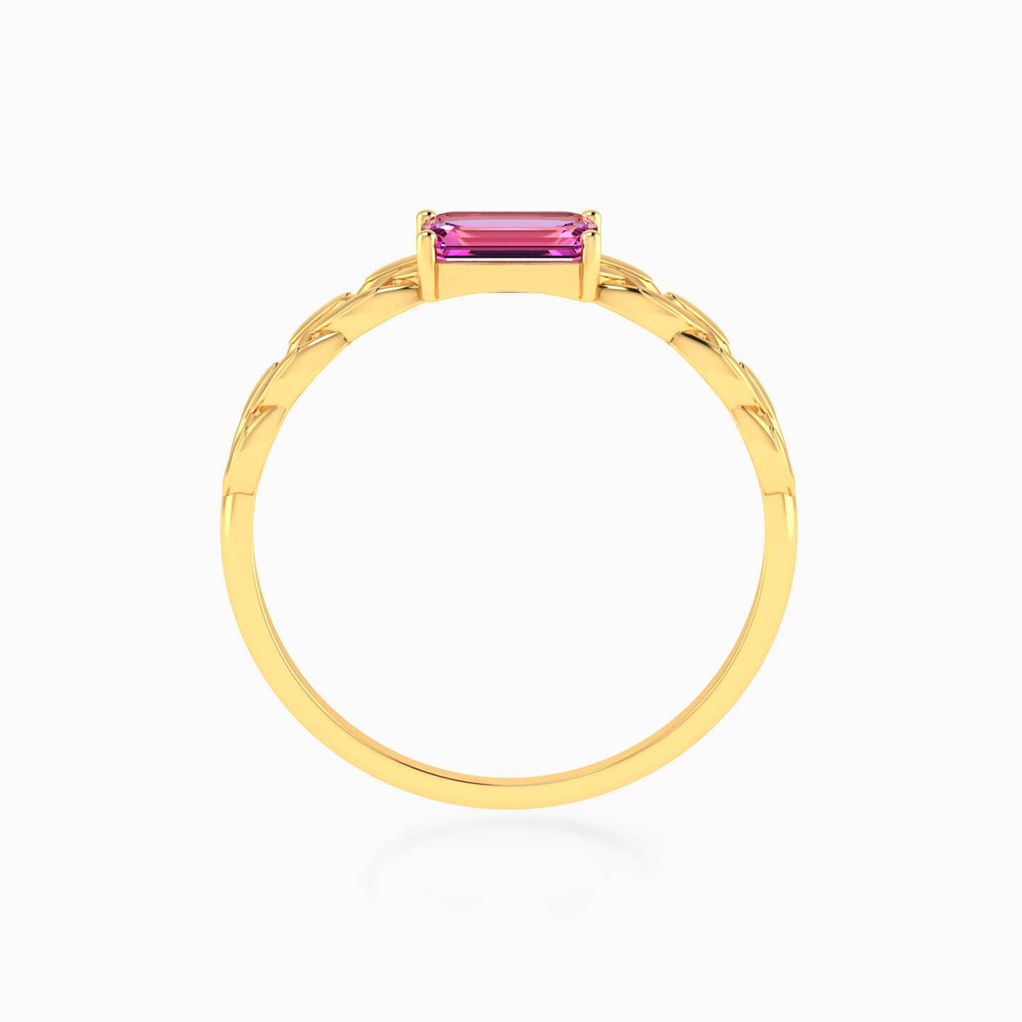 Loops Pink Stone Ring In 18K Gold - 4 Loops Pink Stone Ring In 18K Gold - 4