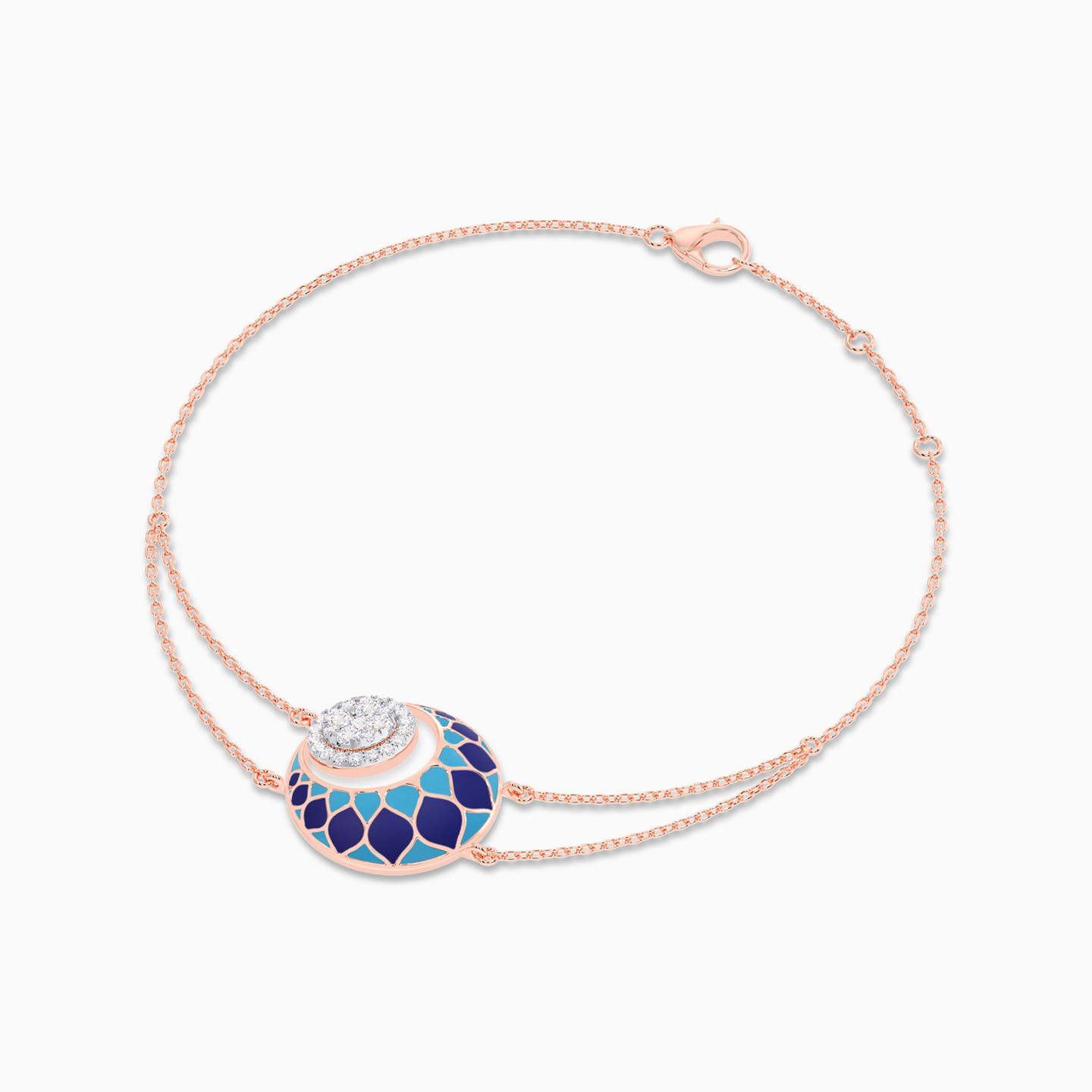 أسورة بسلسلة ذهب عيار 18 قيراط مزينة بالألماس وطلاء المينا - 3 أسورة بسلسلة ذهب عيار 18 قيراط مزينة بالألماس وطلاء المينا - 3