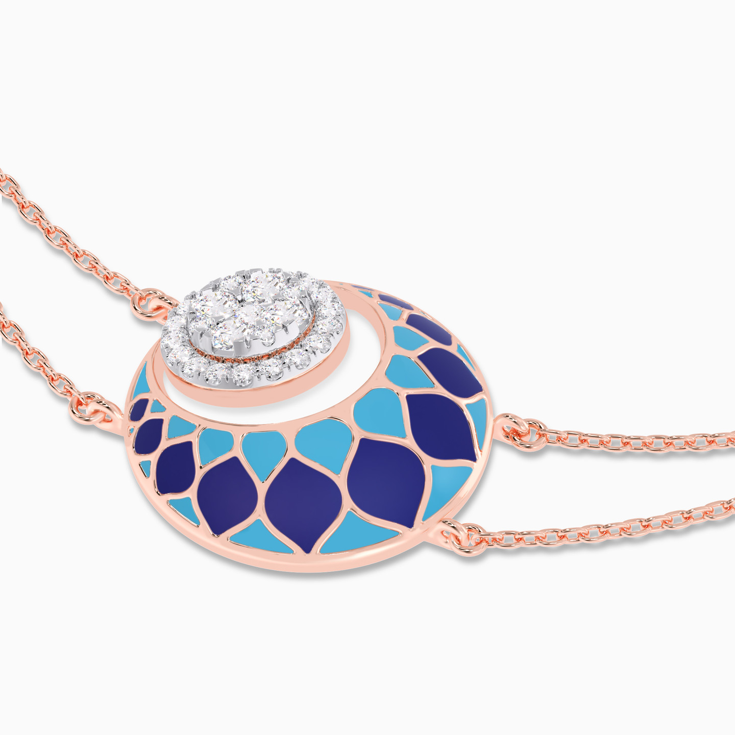 أسورة بسلسلة ذهب عيار 18 قيراط مزينة بالألماس وطلاء المينا - 4 أسورة بسلسلة ذهب عيار 18 قيراط مزينة بالألماس وطلاء المينا - 4