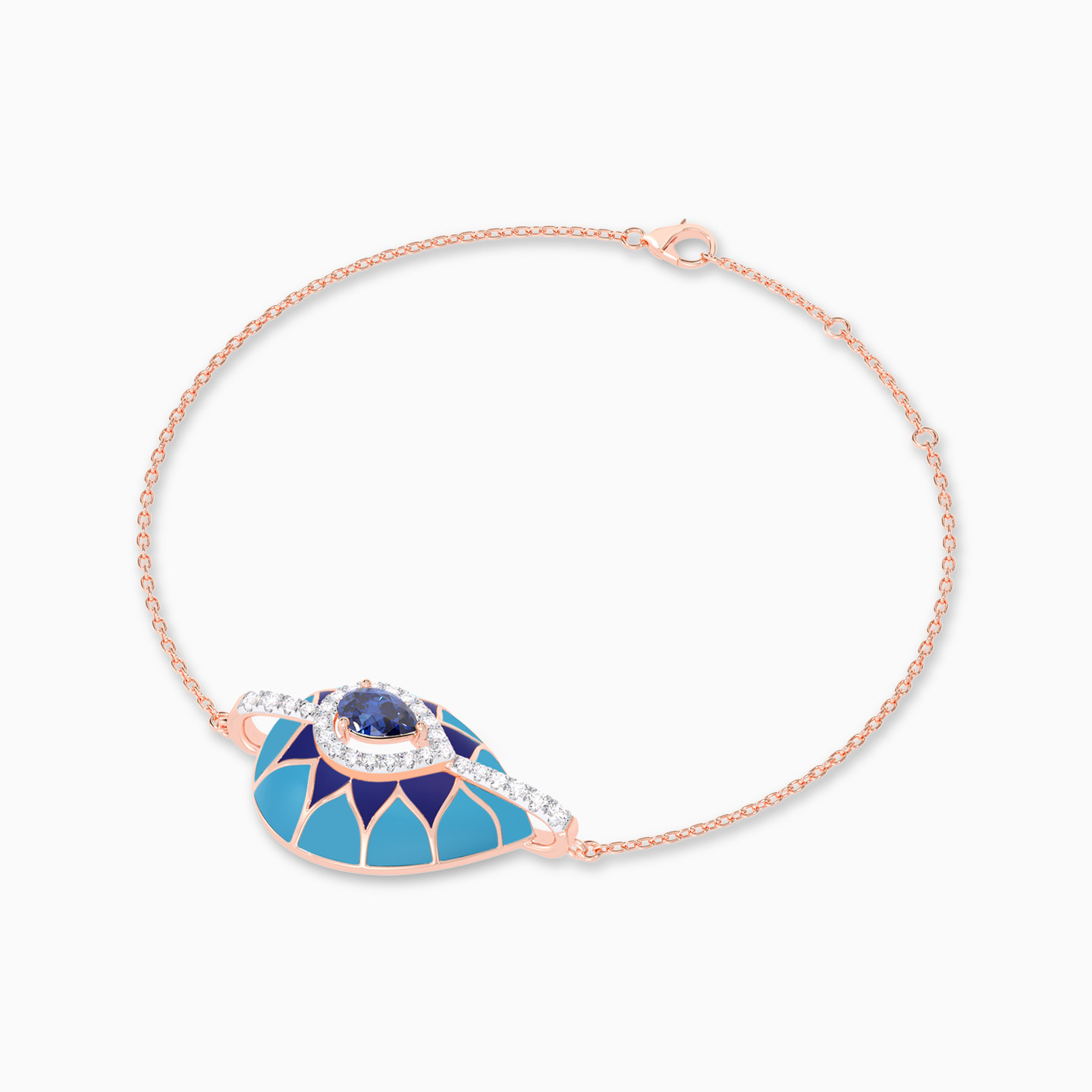 Enamel Coating & Diamond Chain Bracelet In 18K Gold - 5 Enamel Coating & Diamond Chain Bracelet In 18K Gold - 5