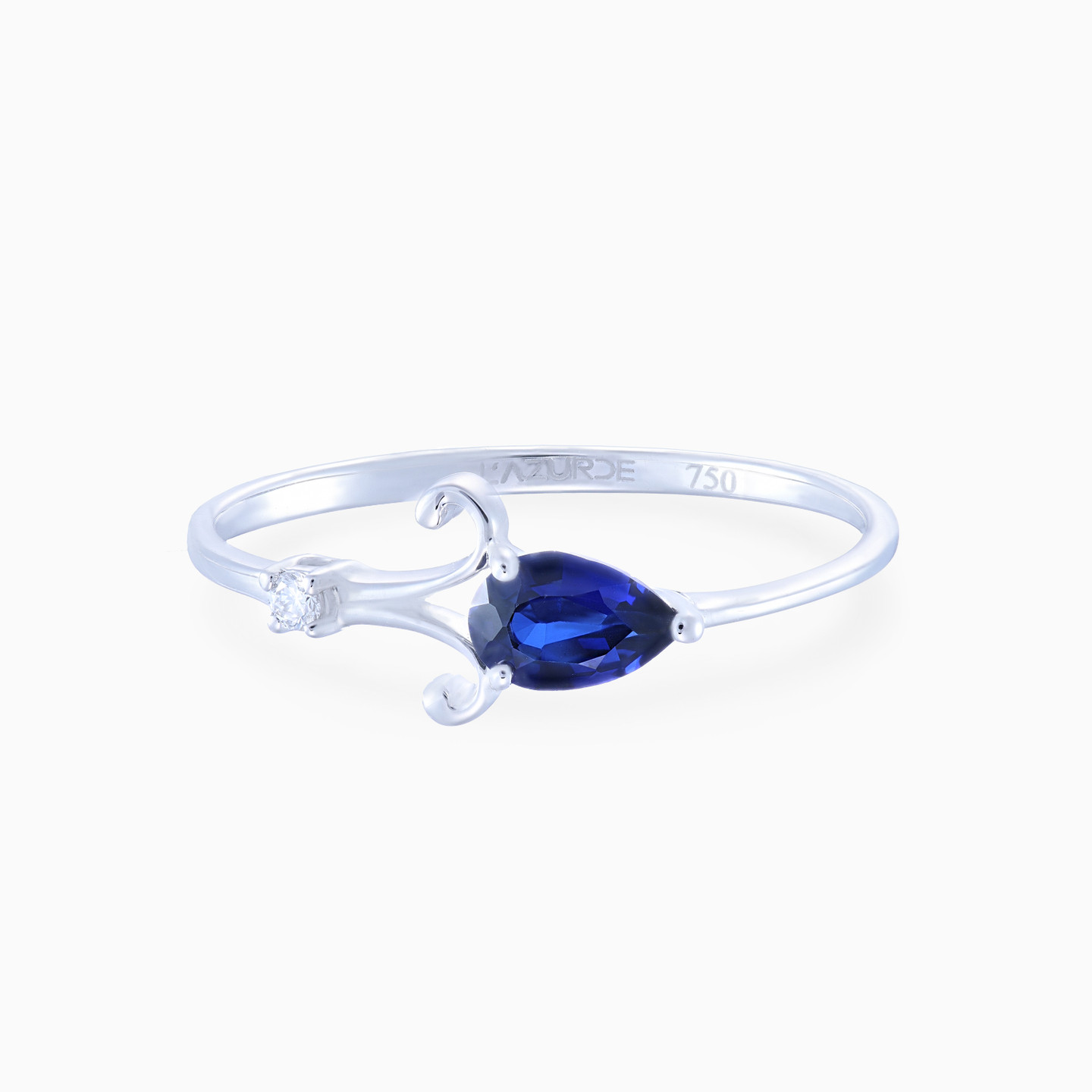 Diamonds & Blue Stone Ring in 18k Gold - 2 Diamonds & Blue Stone Ring in 18k Gold - 2