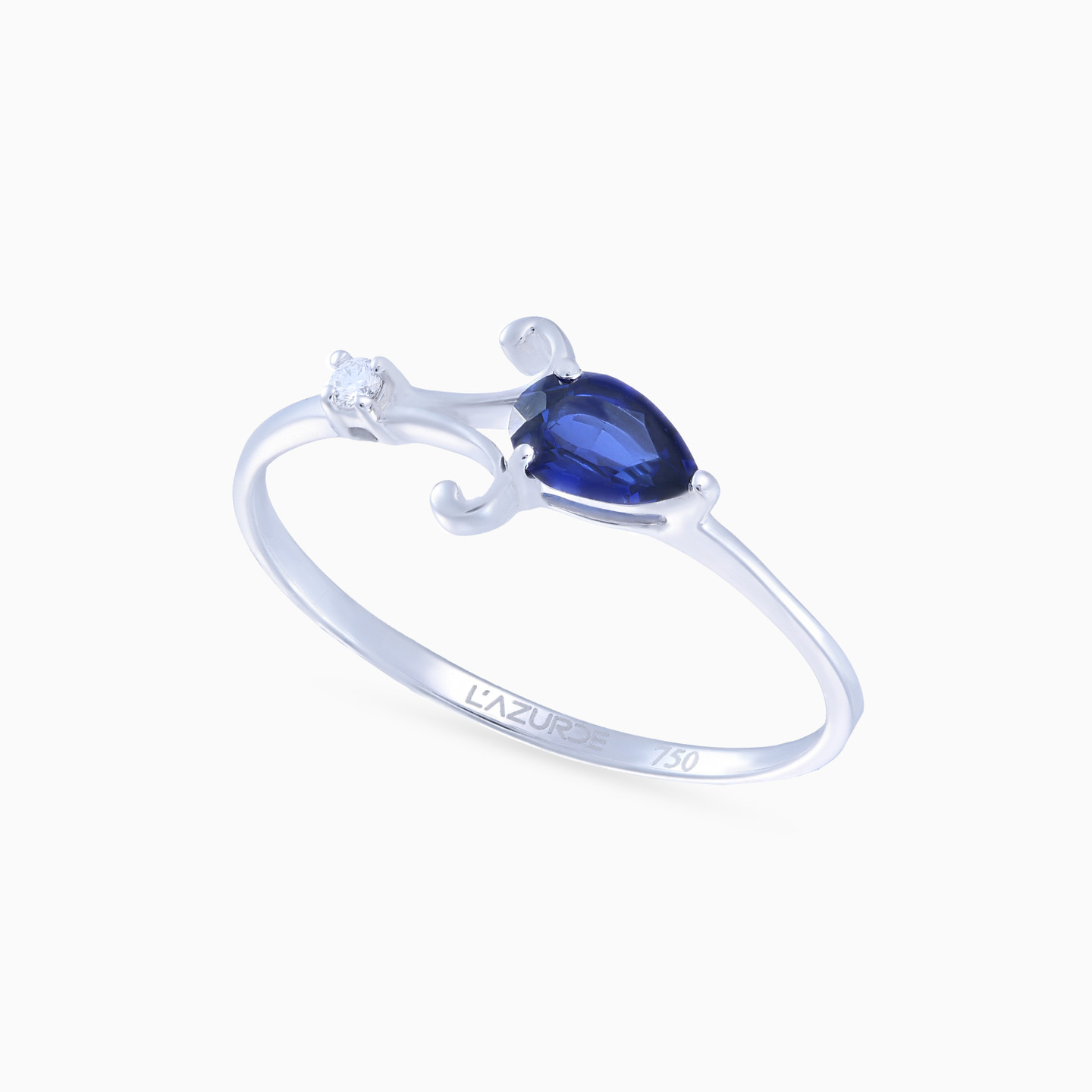 Diamonds & Blue Stone Ring in 18k Gold - 4 Diamonds & Blue Stone Ring in 18k Gold - 4